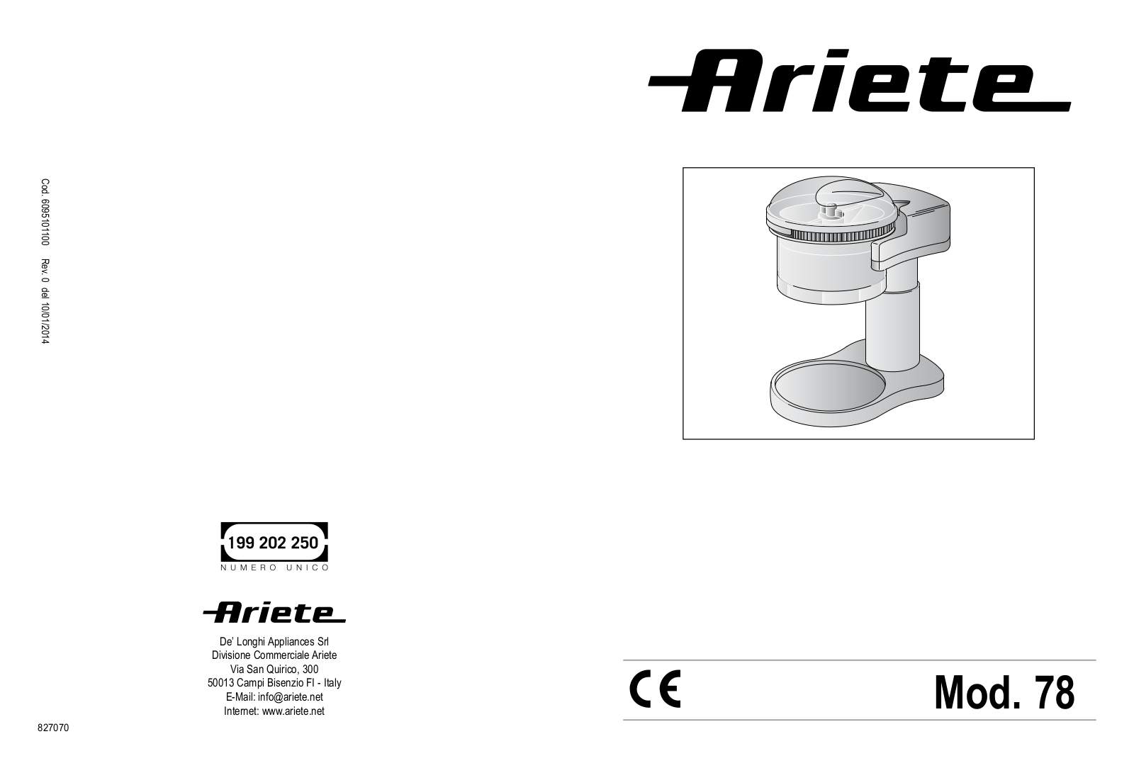 Ariete 0078 operation manual