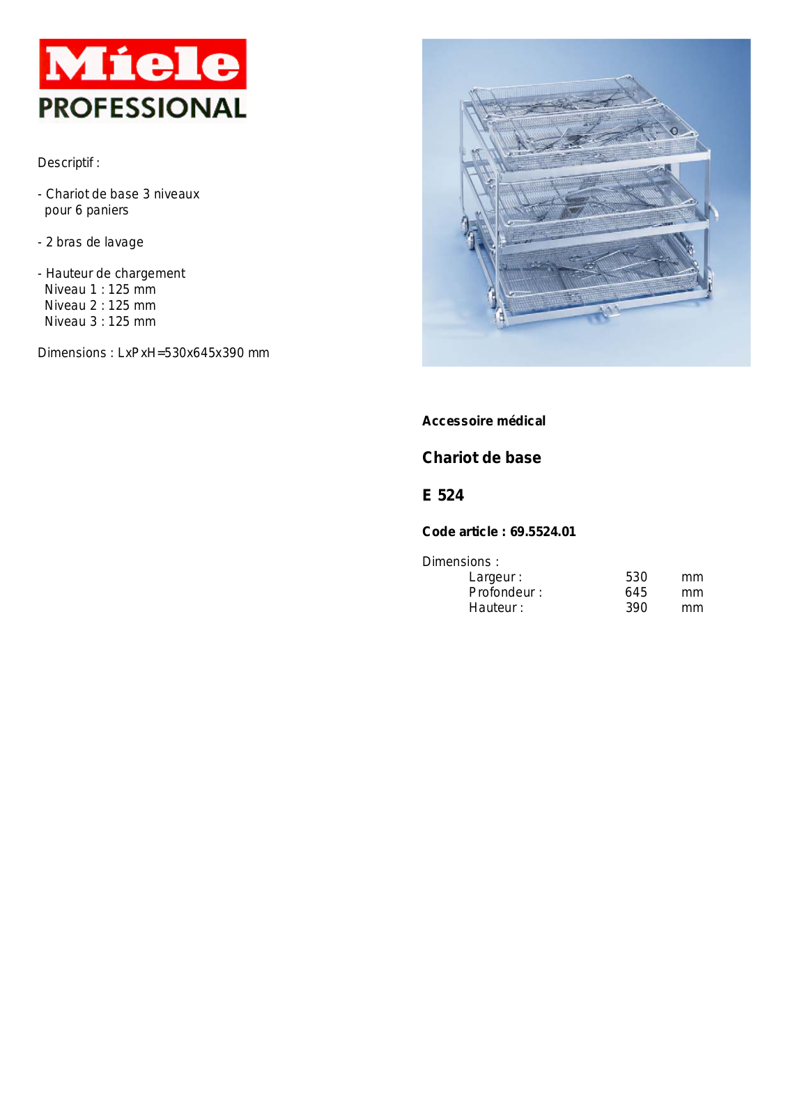 MIELE E 524 DESCRIPTIF User Manual - ManualMachine.com