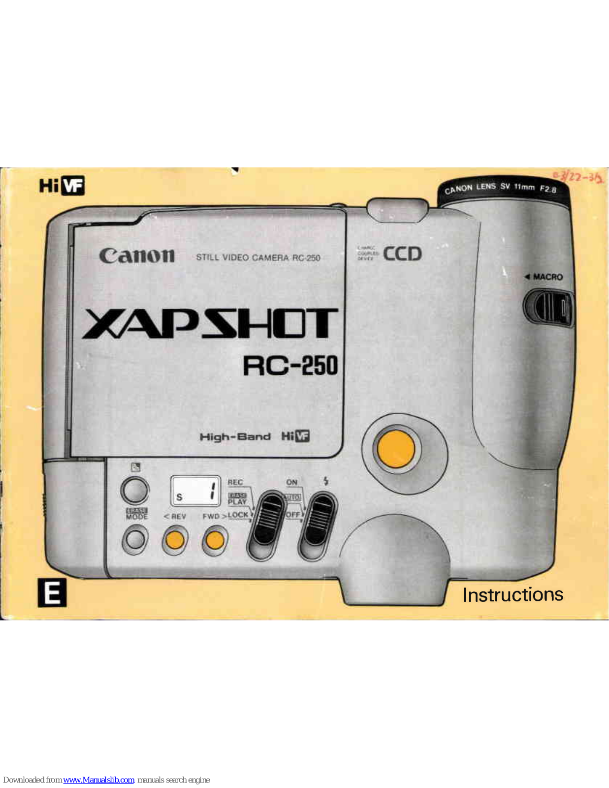 Canon XapShot RC-250 Instructions Manual