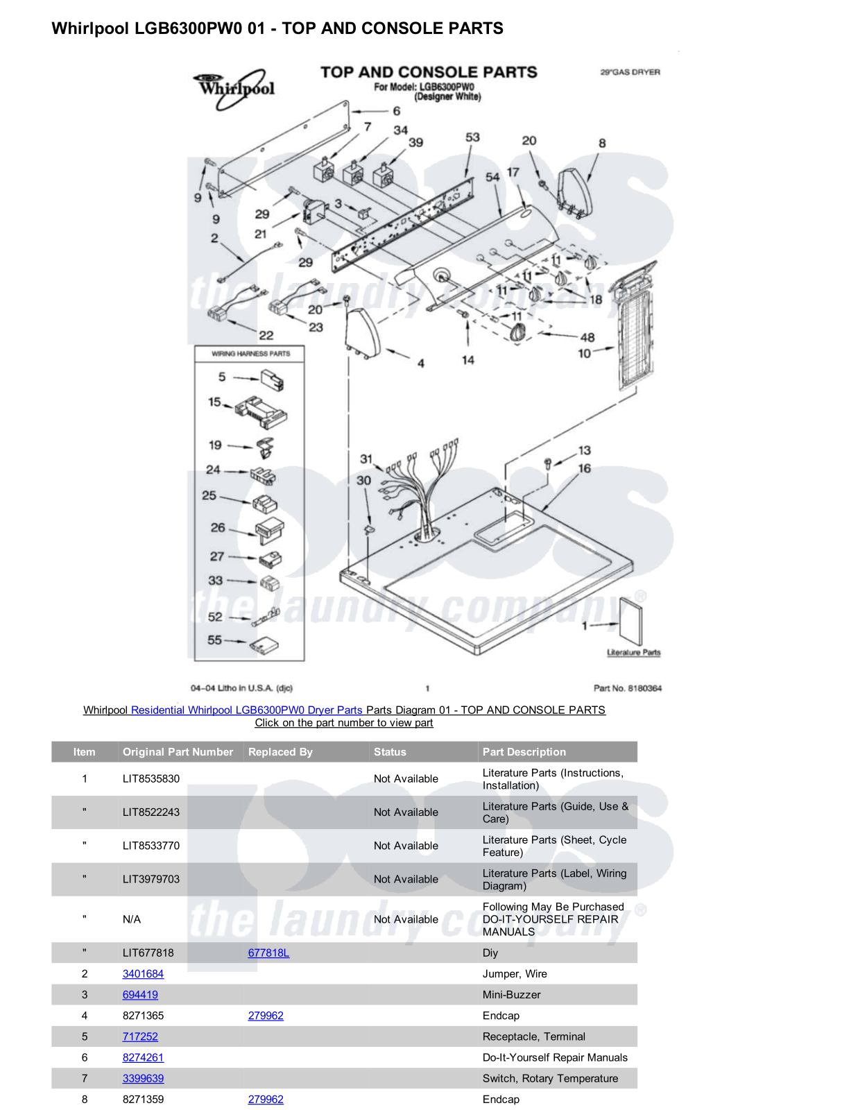 Whirlpool LGB6300PW0 Parts Diagram