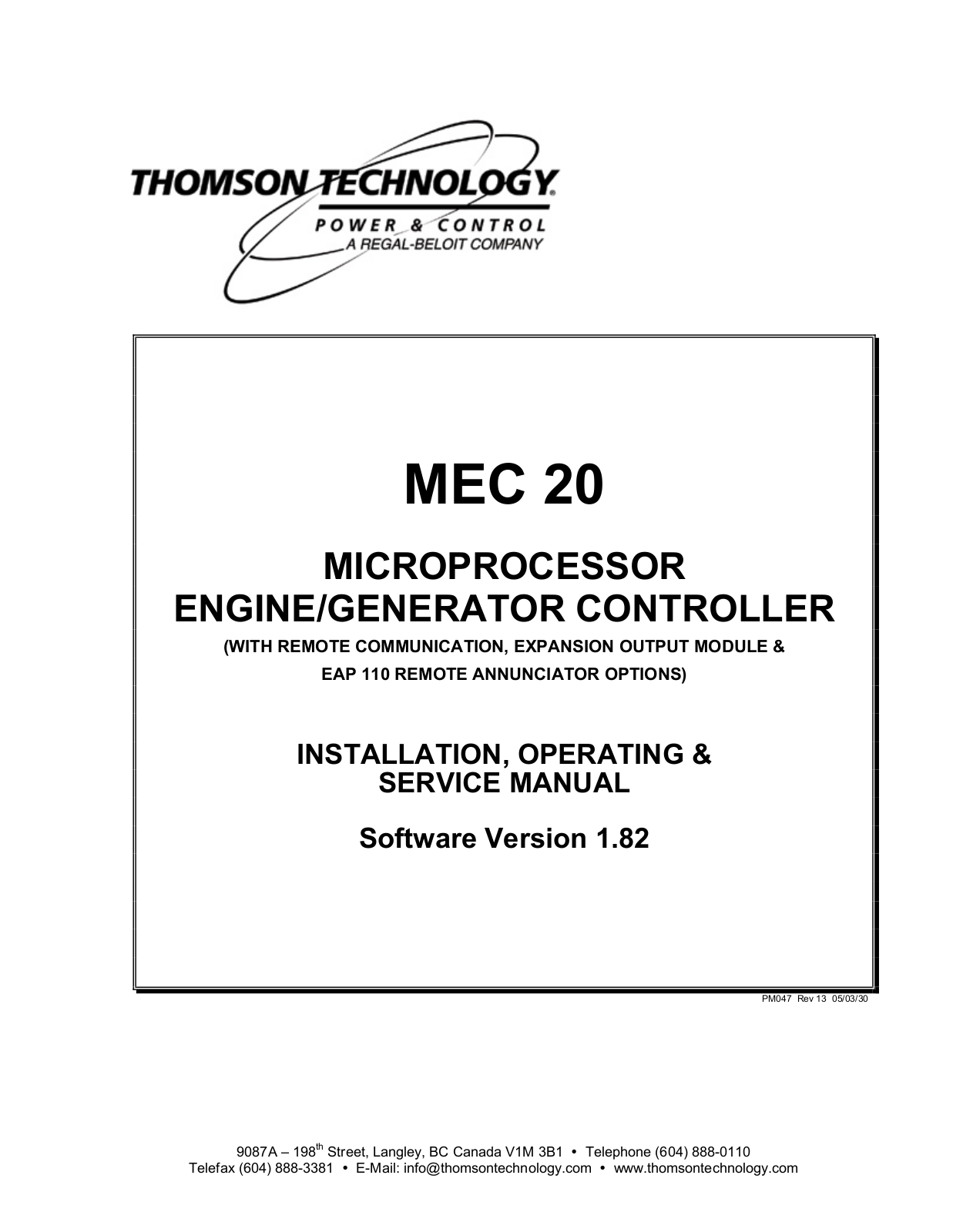 Thomson MEC 20 V1.82 User Manual