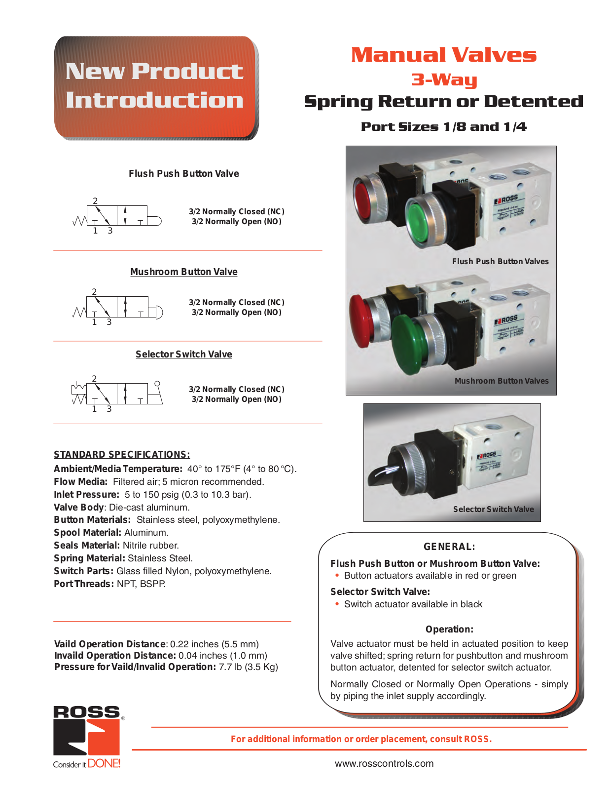 Ross Controls PUSHBUTTON SERIES 12 User Manual