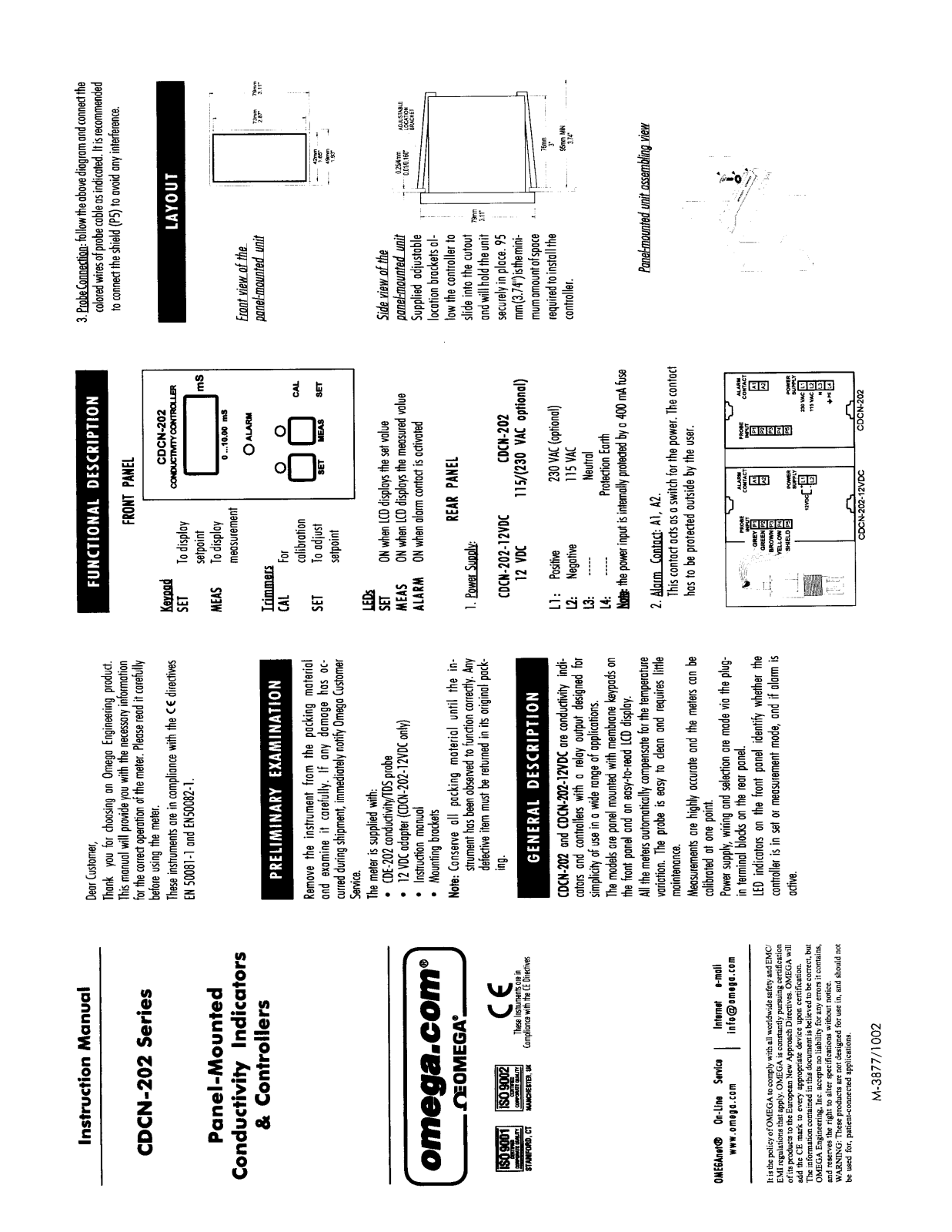 Omega Products CDCN-202-12VDC Installation  Manual