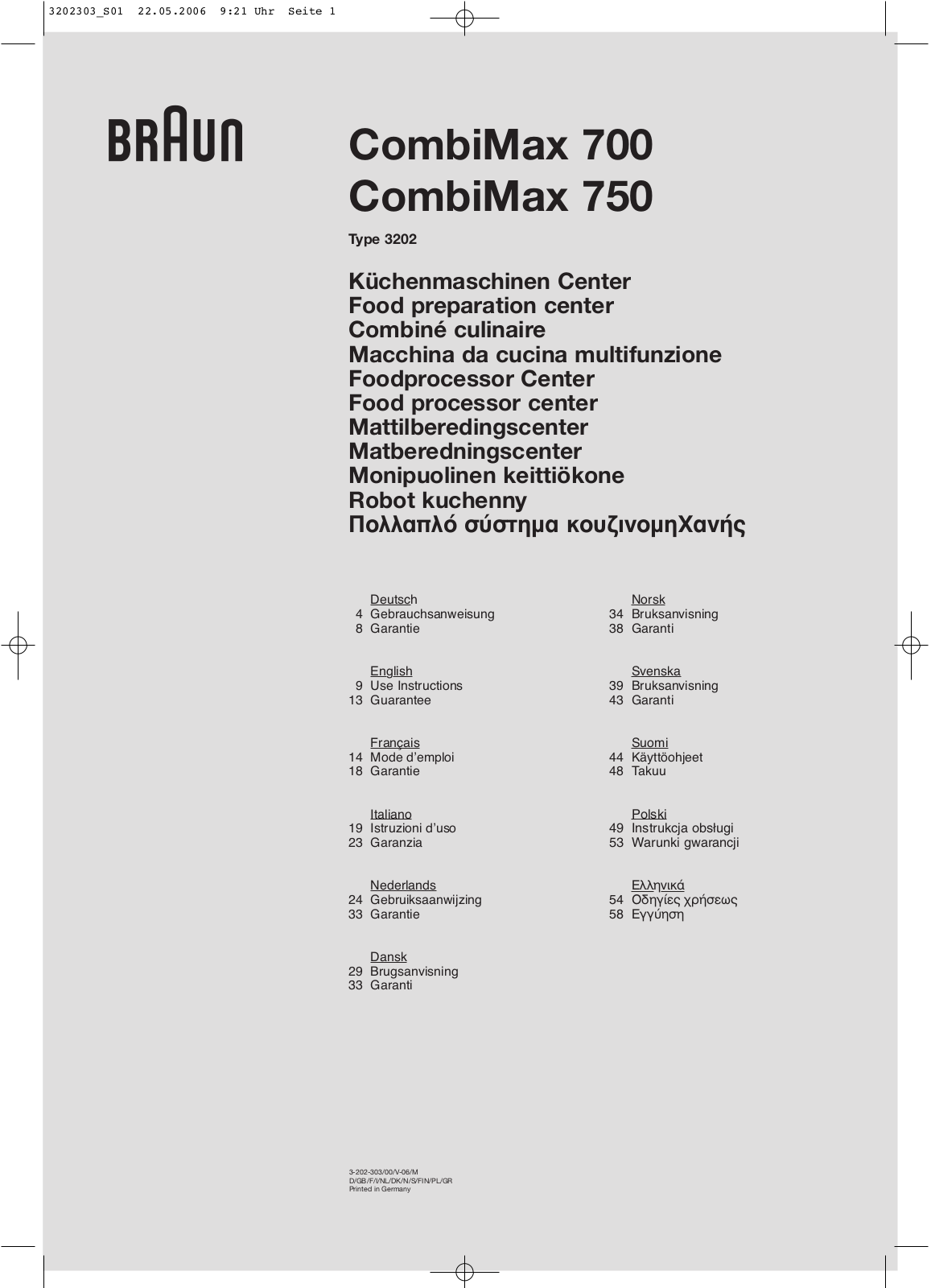Braun COMBIMAX 700, COMBIMAX 750 User Manual
