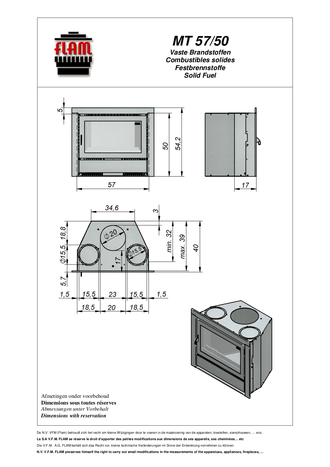 Flam MT 57-50 DIMENSIONS - ManualMachine.com