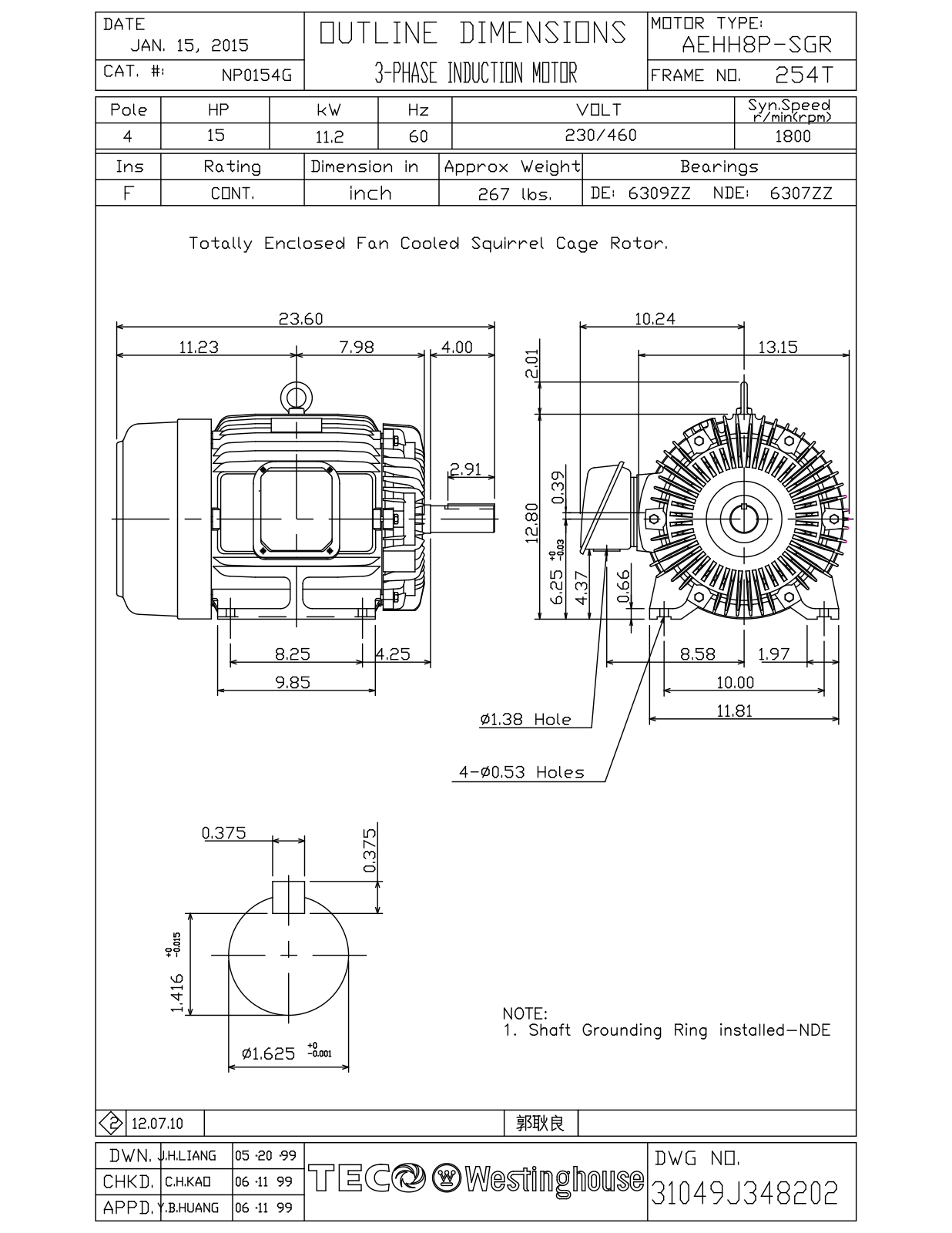 Teco NP0154G Reference Drawing