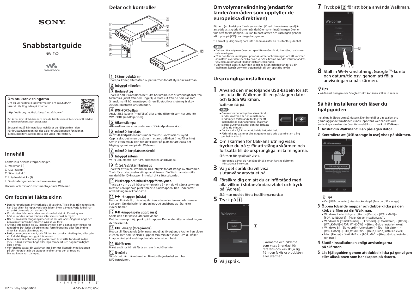 Sony NW-ZX2 Getting Started Guide