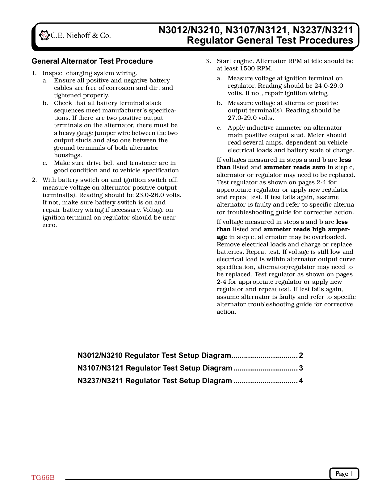 C.E. Niehoff & Co. N3012, N3210, N3107, N3121, N3237 User Manual