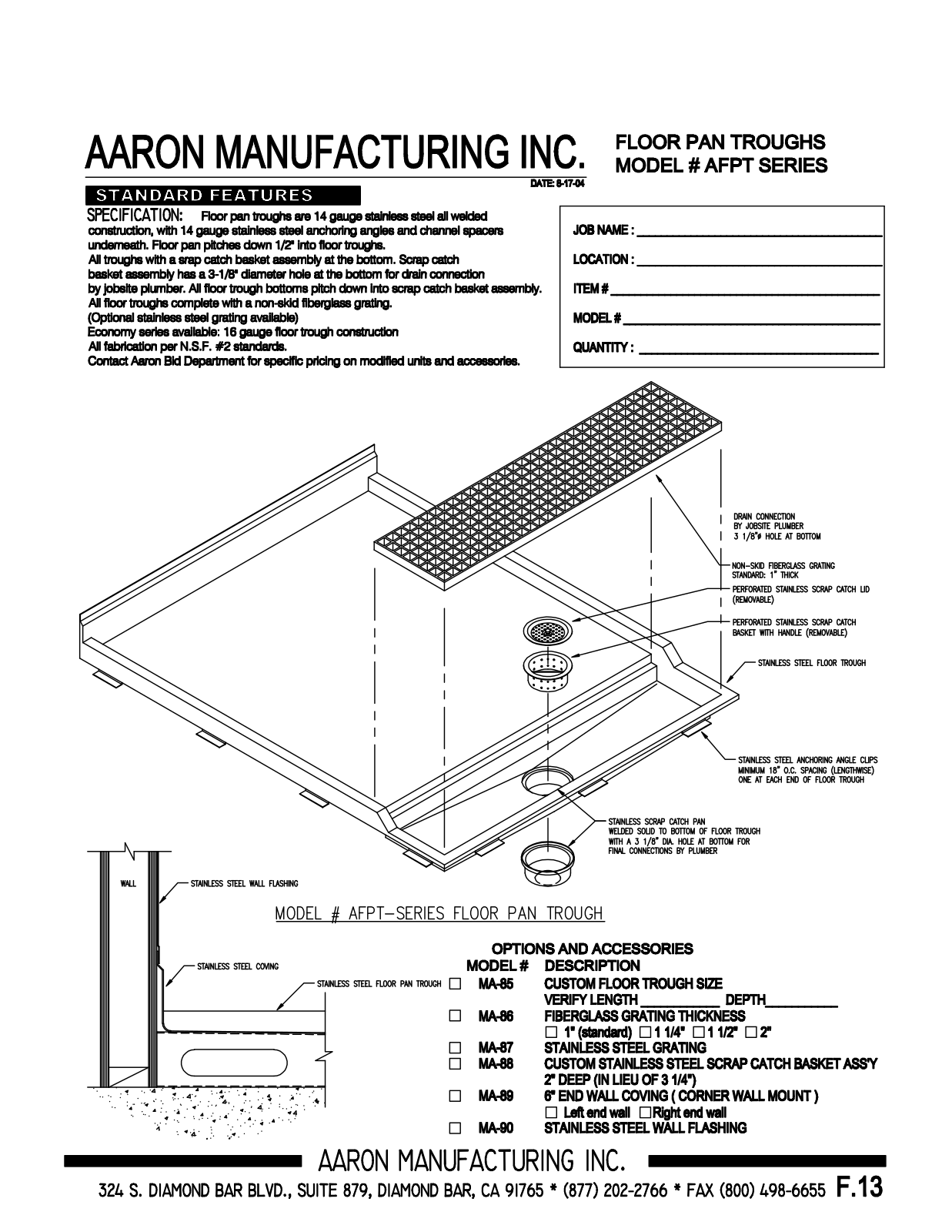 Aaron Manufacturing AFPT-12102 User Manual