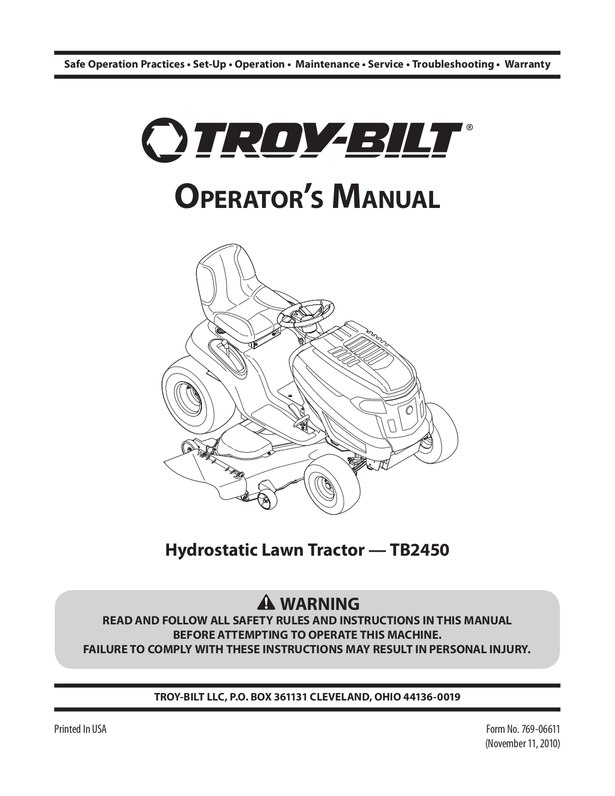 Troy-Bilt TB2450 User Manual