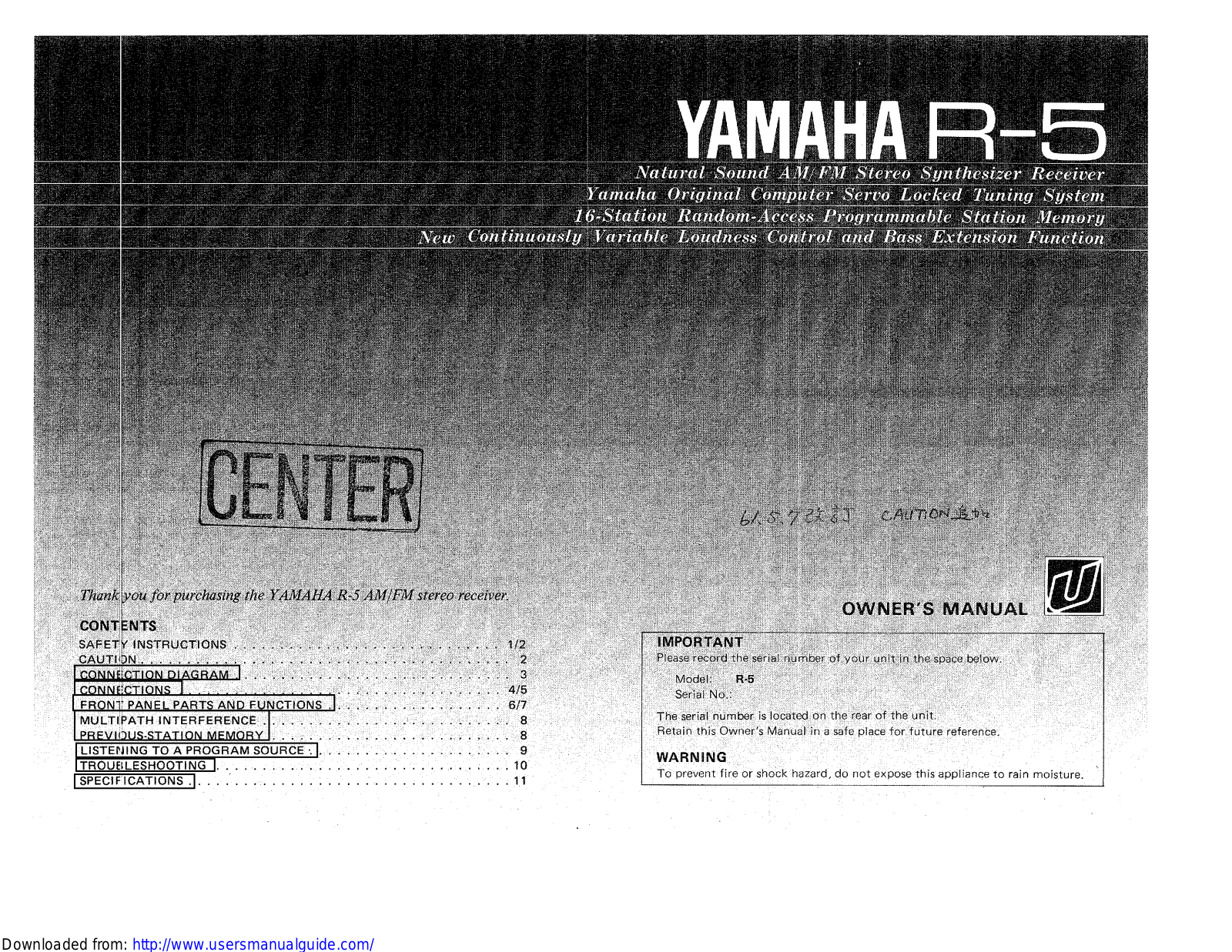 Yamaha Audio R-5 User Manual