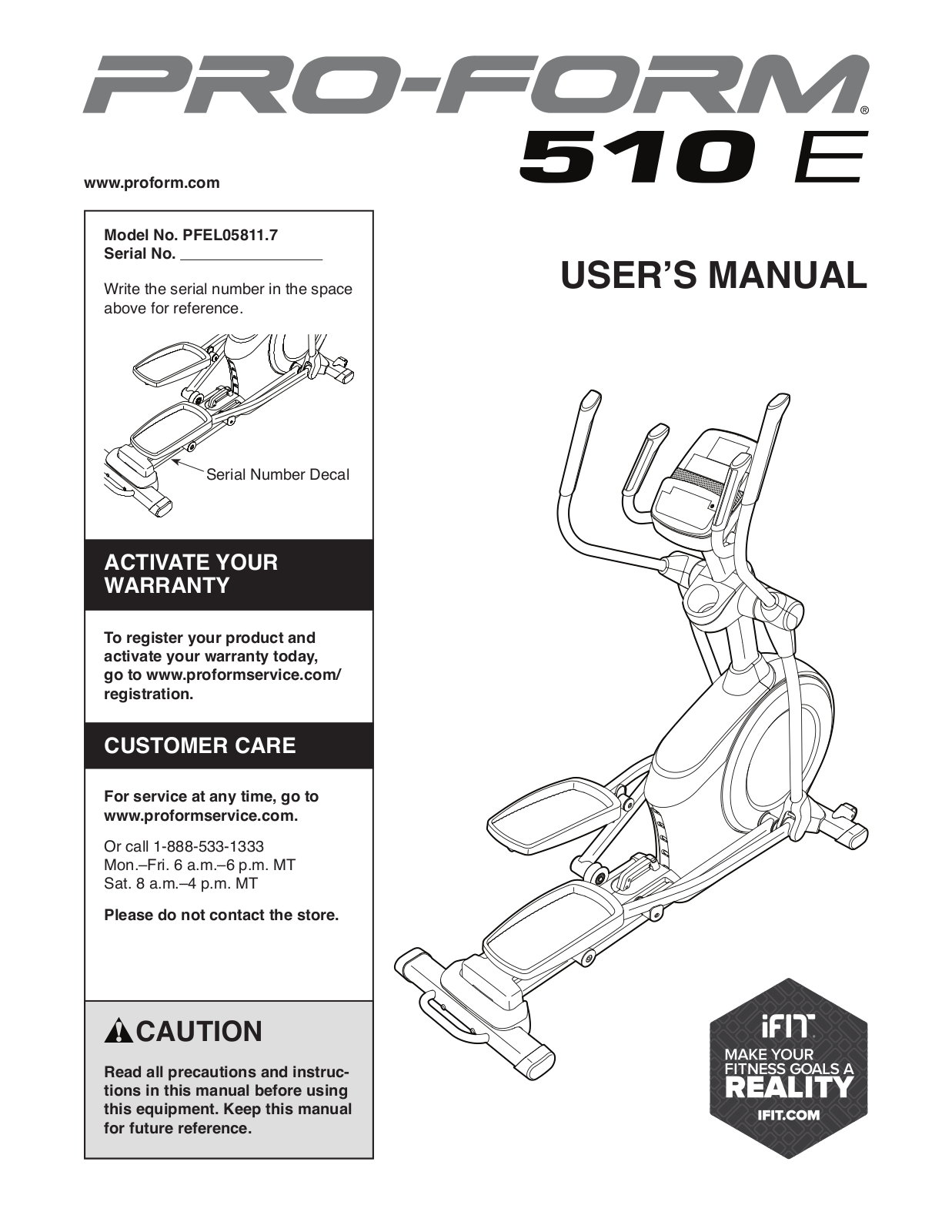 ProForm PFEL058117 User Manual