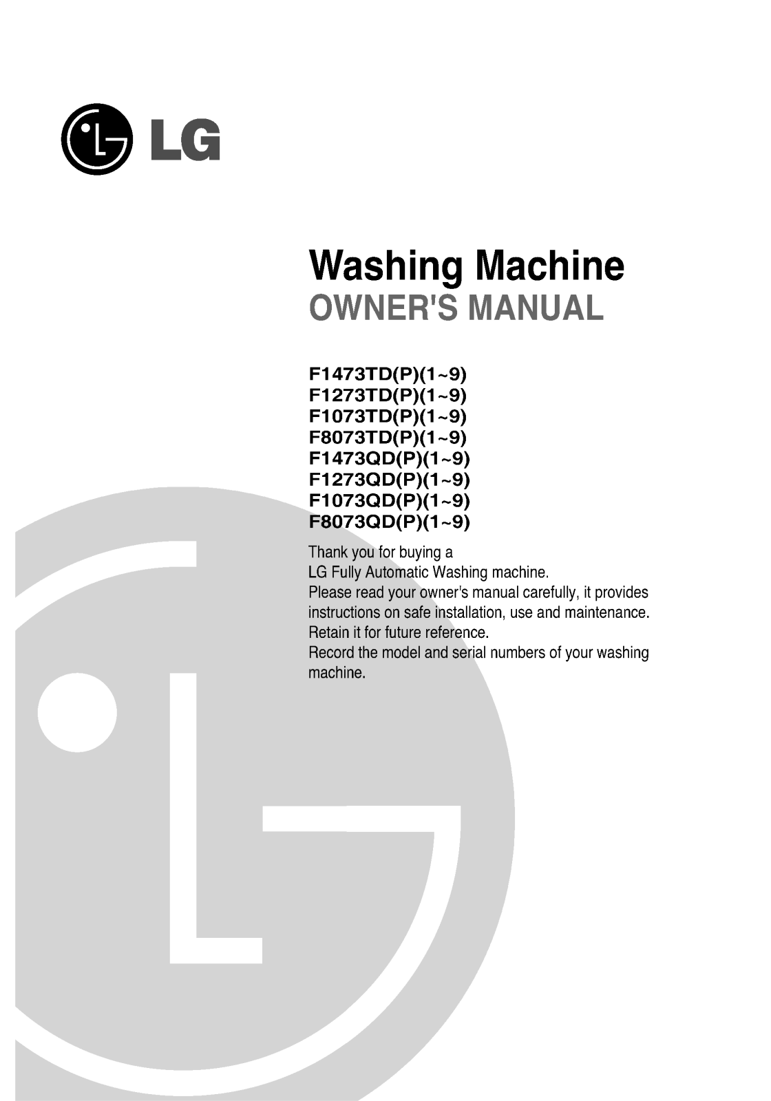 LG F1273QDP User Manual