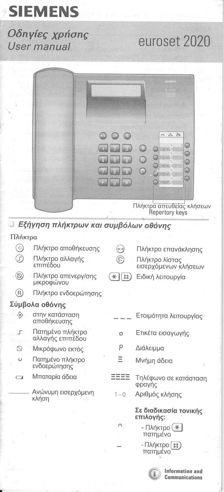 Siemens EUROSET 2020 User Manual