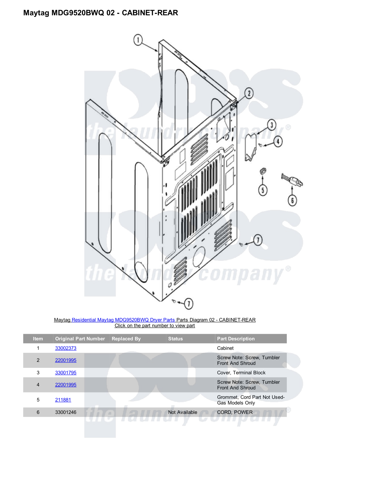 Maytag MDG9520BWQ Parts Diagram