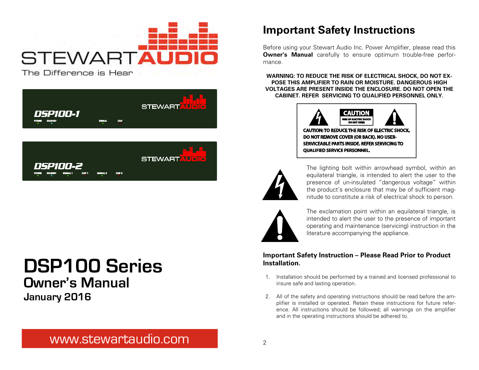 Stewart Audio DSP100 Users Guide - ManualMachine.com