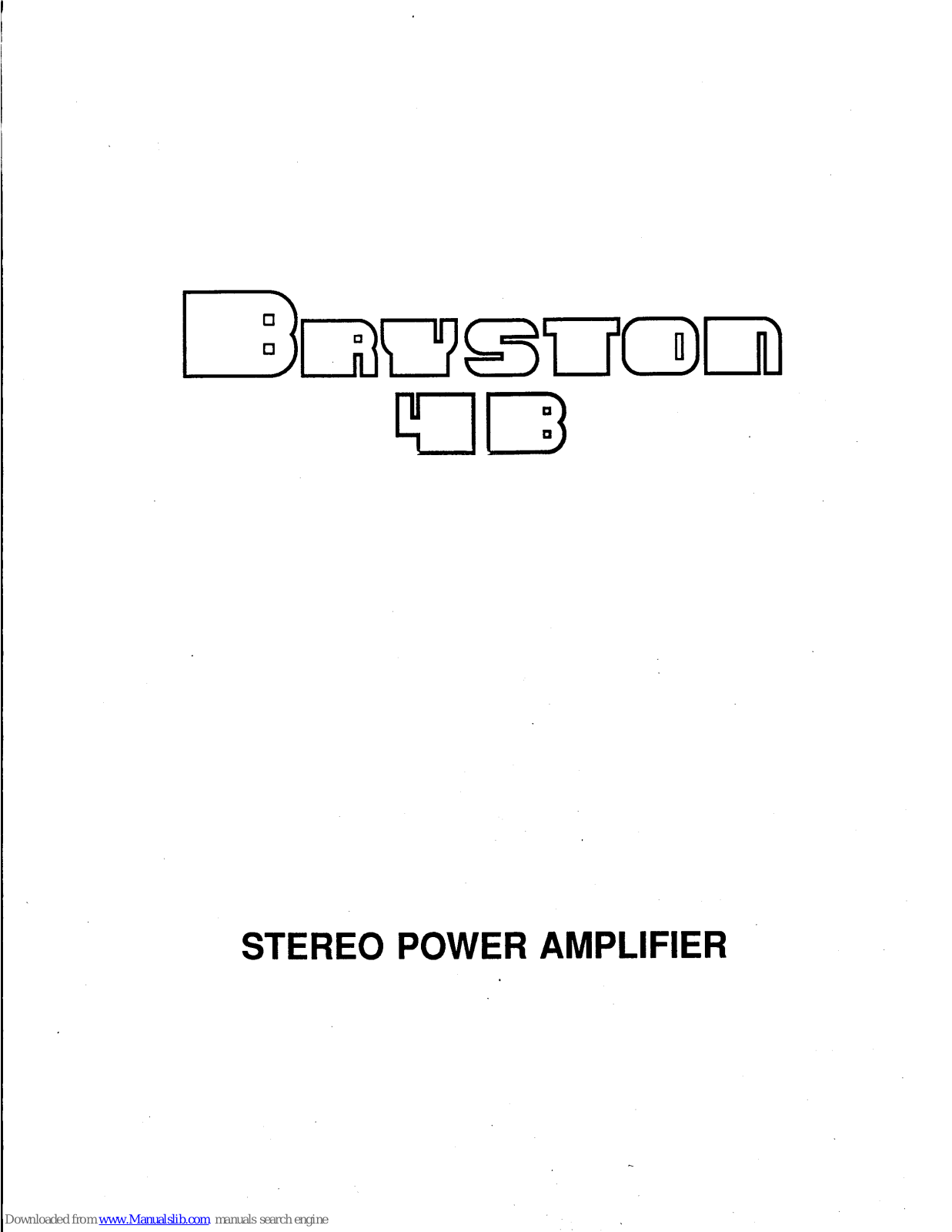 Bryston OBSOLETE 4B NPB, OBSOLETE 4B NRB, 4B Owner's Manual