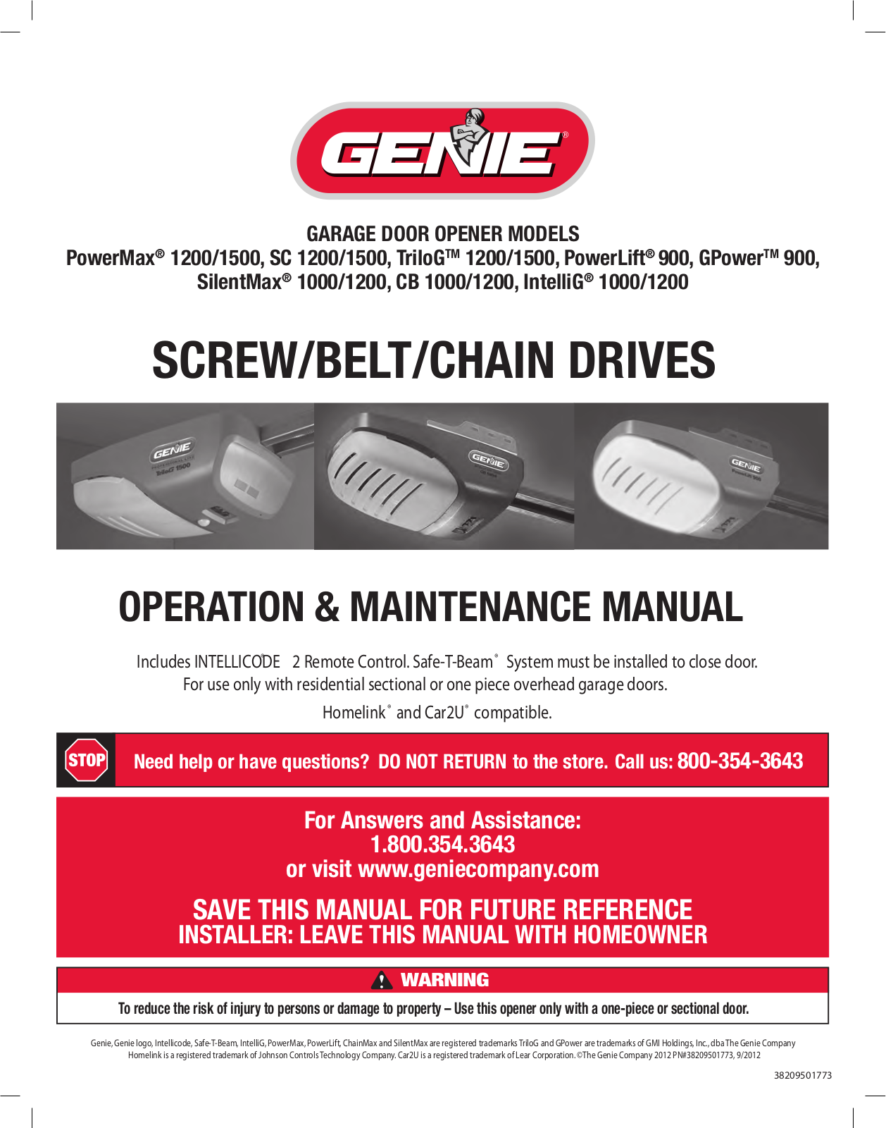 Genie GPOWER 900, 900, 1200-1500, TRILOG 1200-1500, SC 1200-1500 User Manual