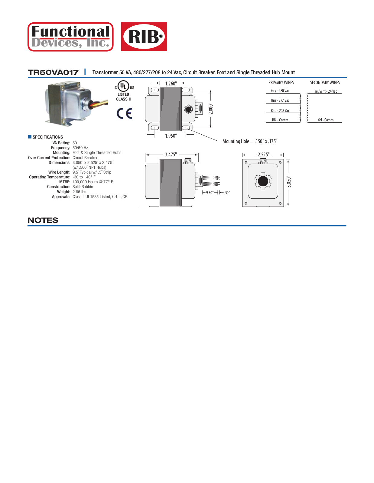 Schneider Electric TR50VA017 Data Sheet