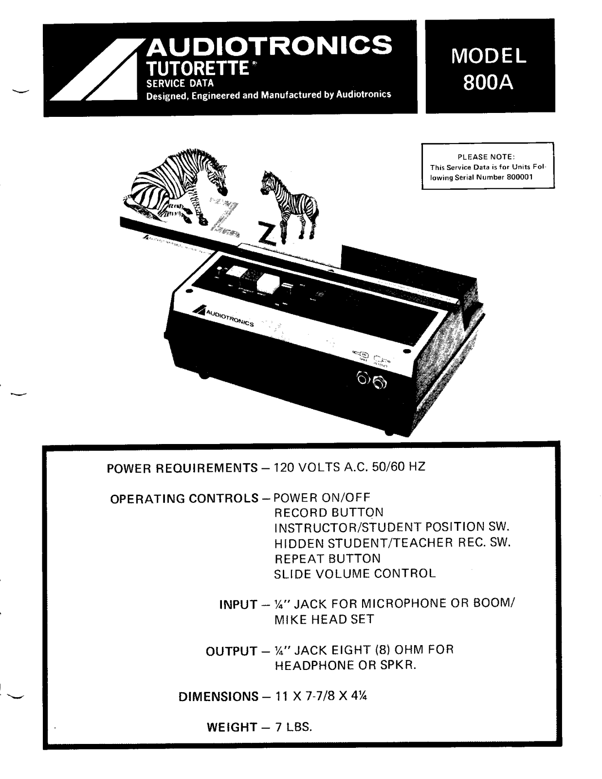 Audiotronics 800A User Manual - ManualMachine.com