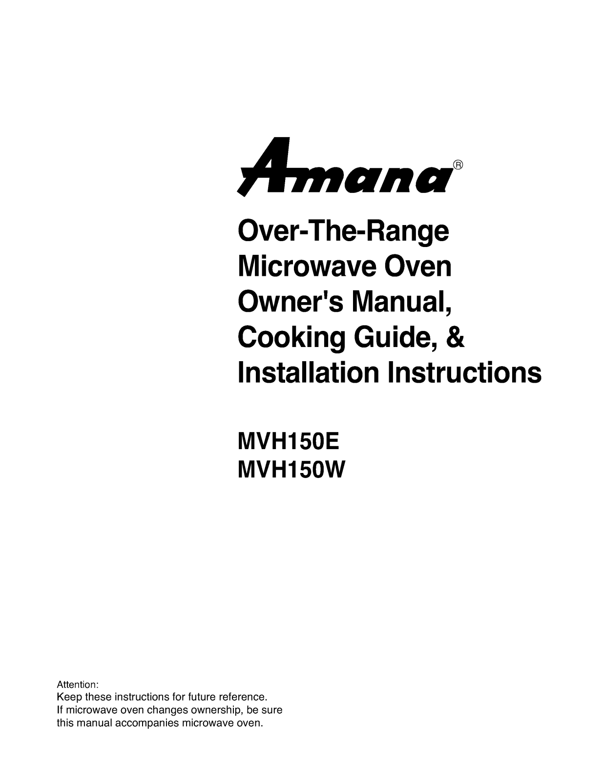 LG MVH150E, MVH150W User Manual