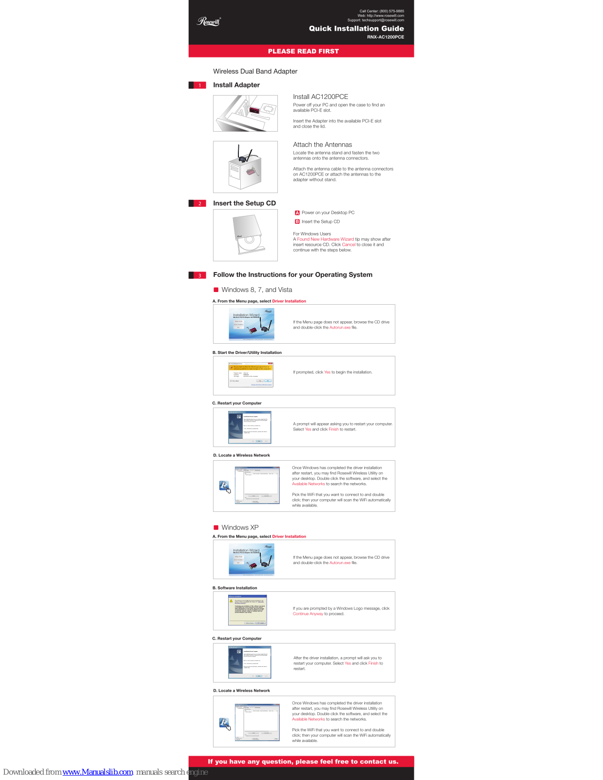 Rosewill RNX-AC1200PCE Quick Installation Manual