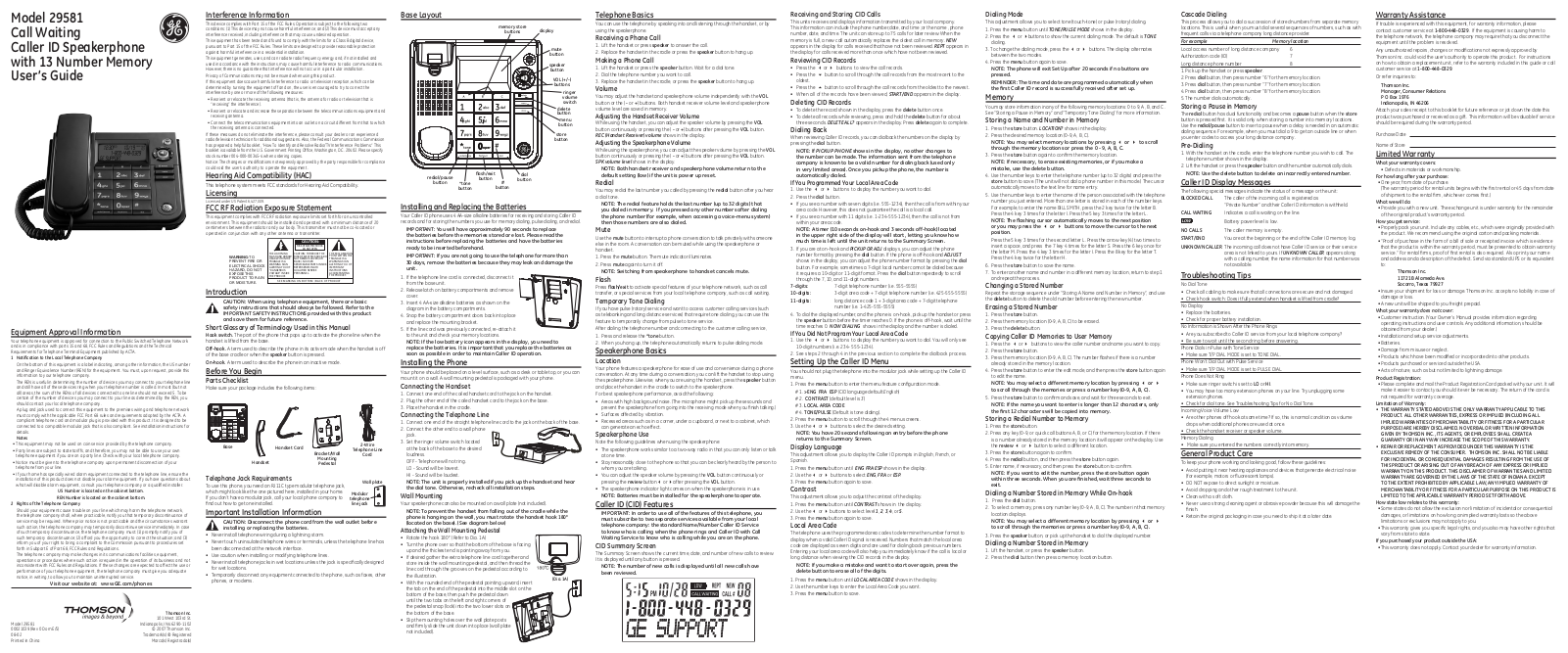 GE 29581 User Manual