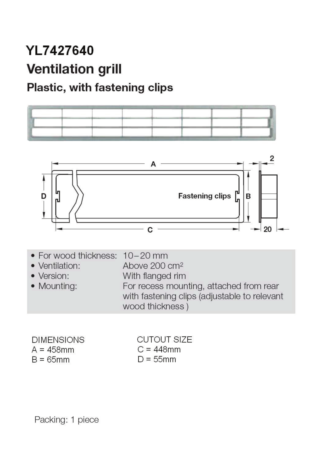 Liebherr YL7427640 Specifications Sheet