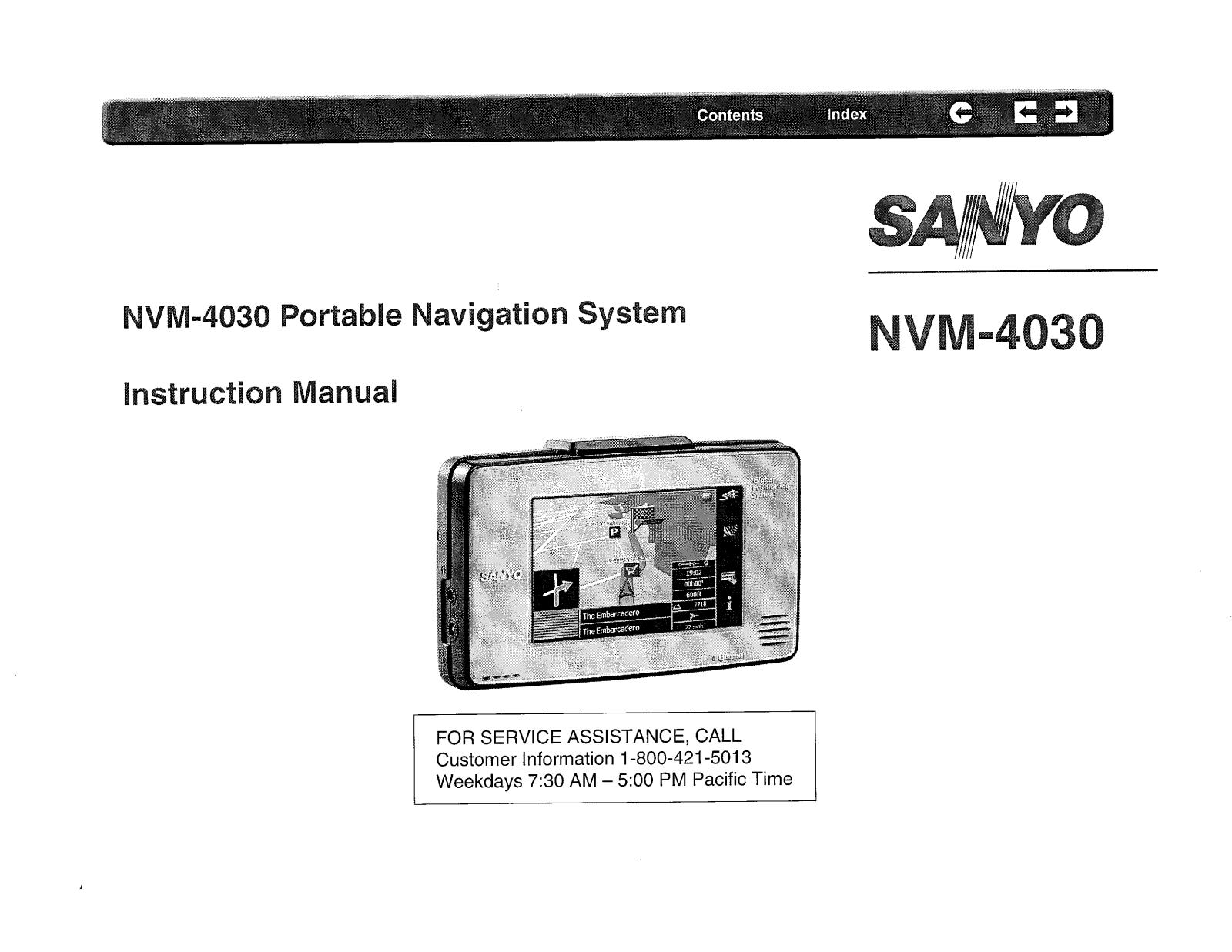 Sanyo NVM-4030 User Manual