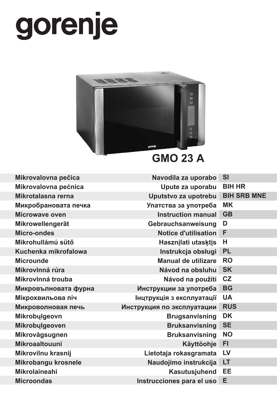 Gorenje GMO-23 A User manual