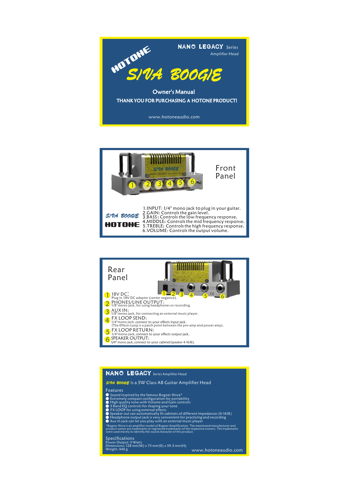 Hotone Siva Boogie User Manual