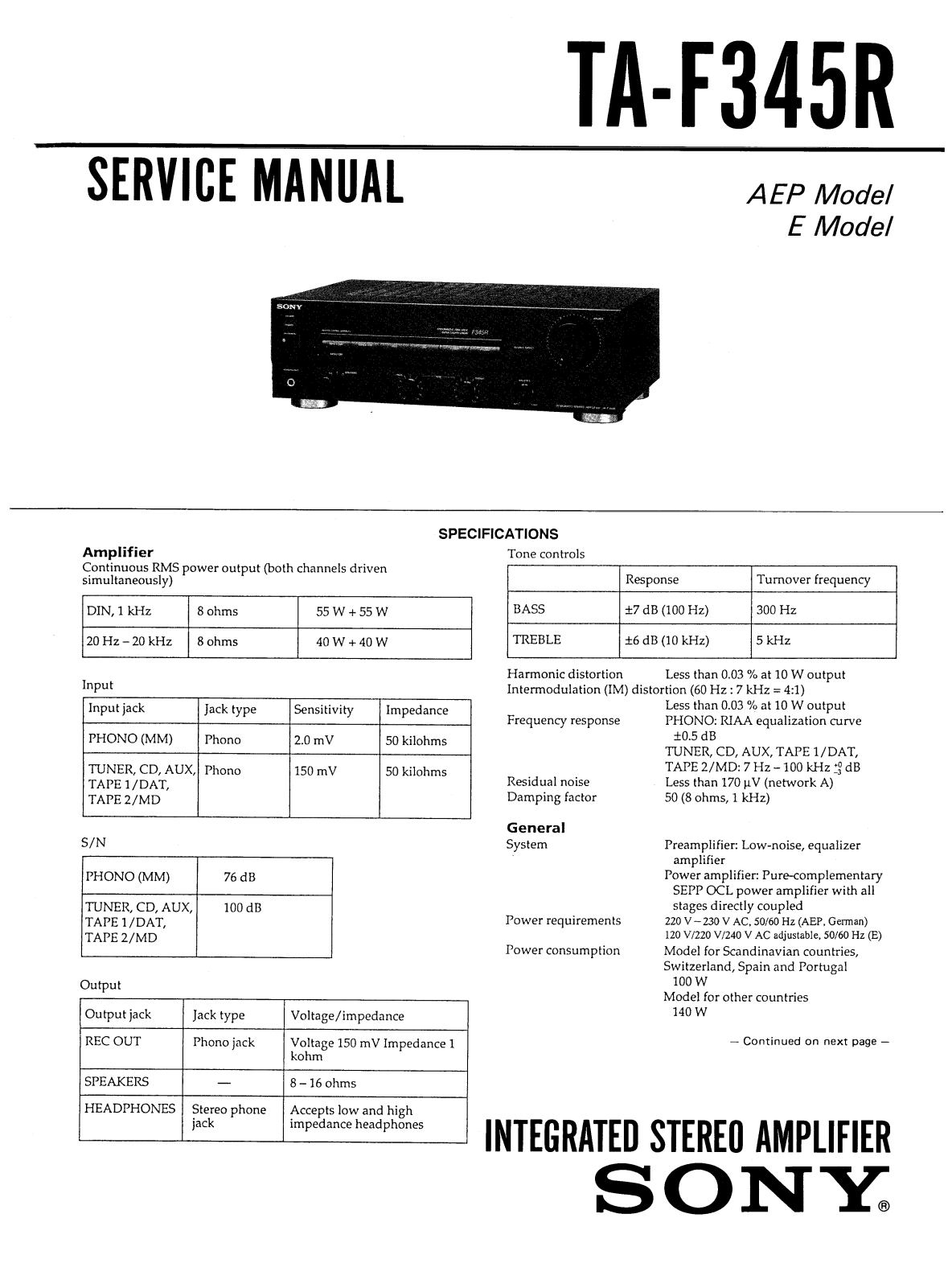 Sony TAF-345-R Service manual