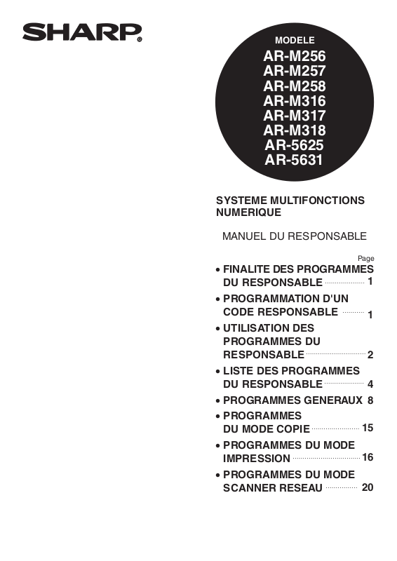 Sharp AR-M258, AR-M257, AR-M317, AR-M316, AR-M256 KEY OPERATORS GUIDE