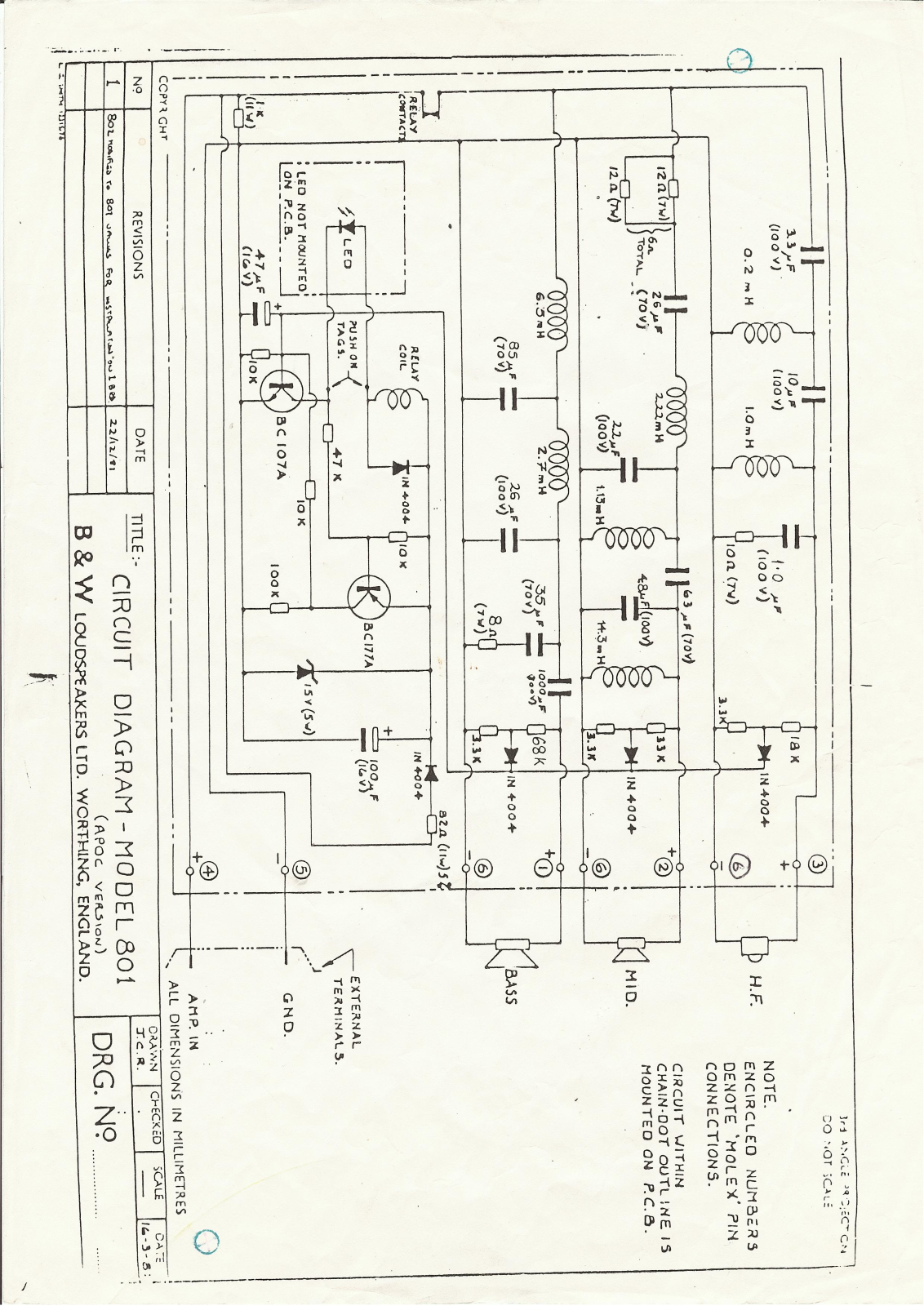 Bowers and Wilkins 801 Schematic