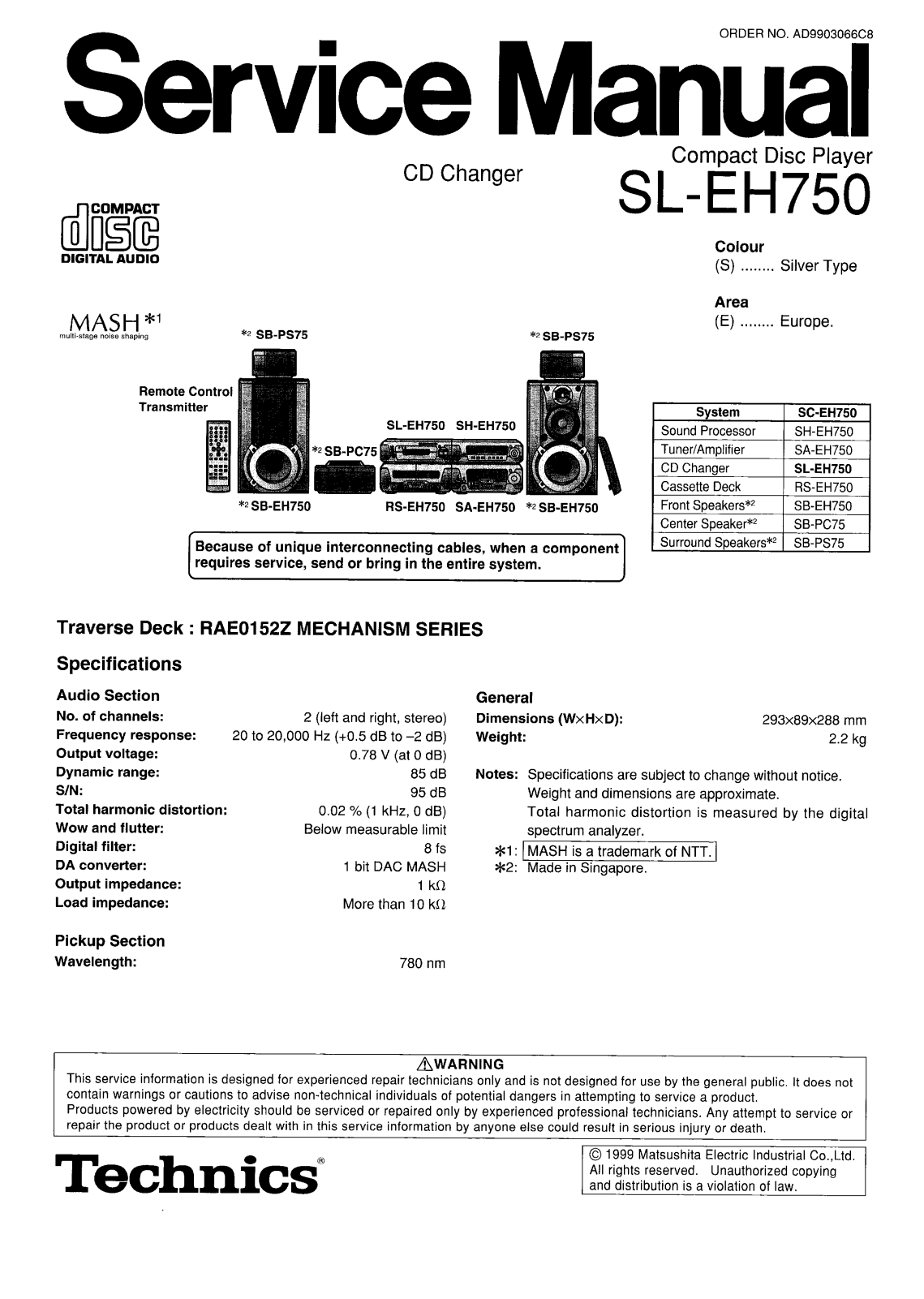 Technics SLEH-750 Service manual