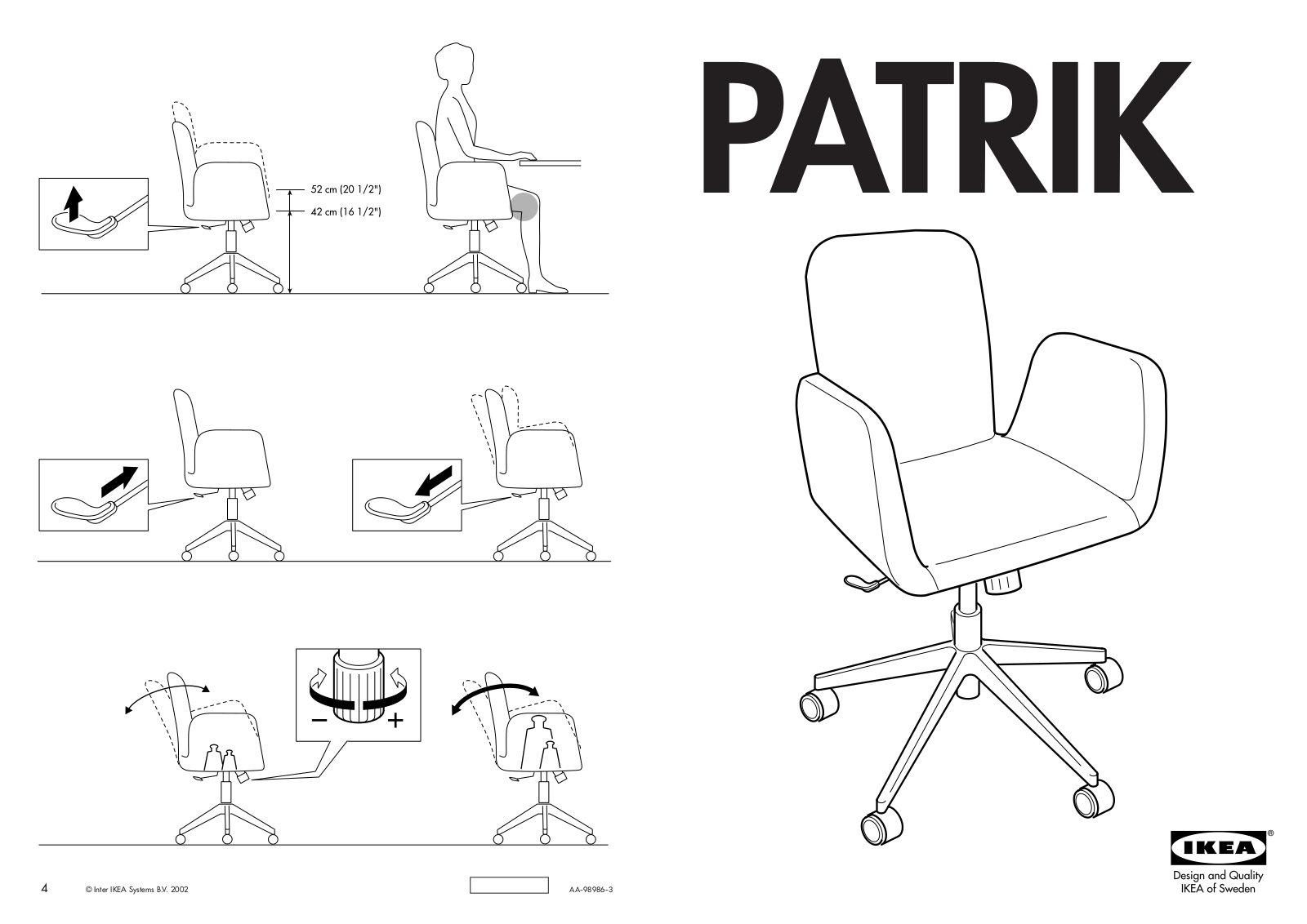 IKEA PATRIK SWIVEL CHAIR Assembly Instruction