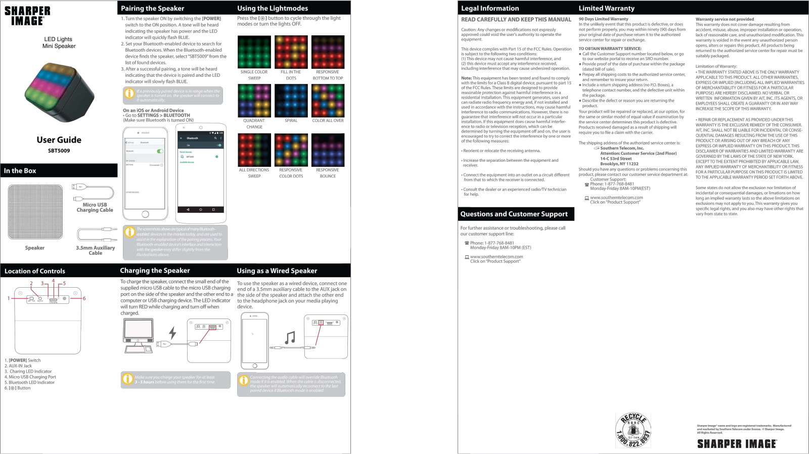 Sharper image SBT5009 User Manual