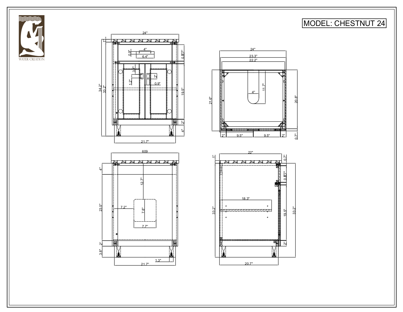 Water Creation CH24D0614BK, CH24A0600BK, CH24B0600BK, CH24D0314GK, CH24B0300GK Specifications