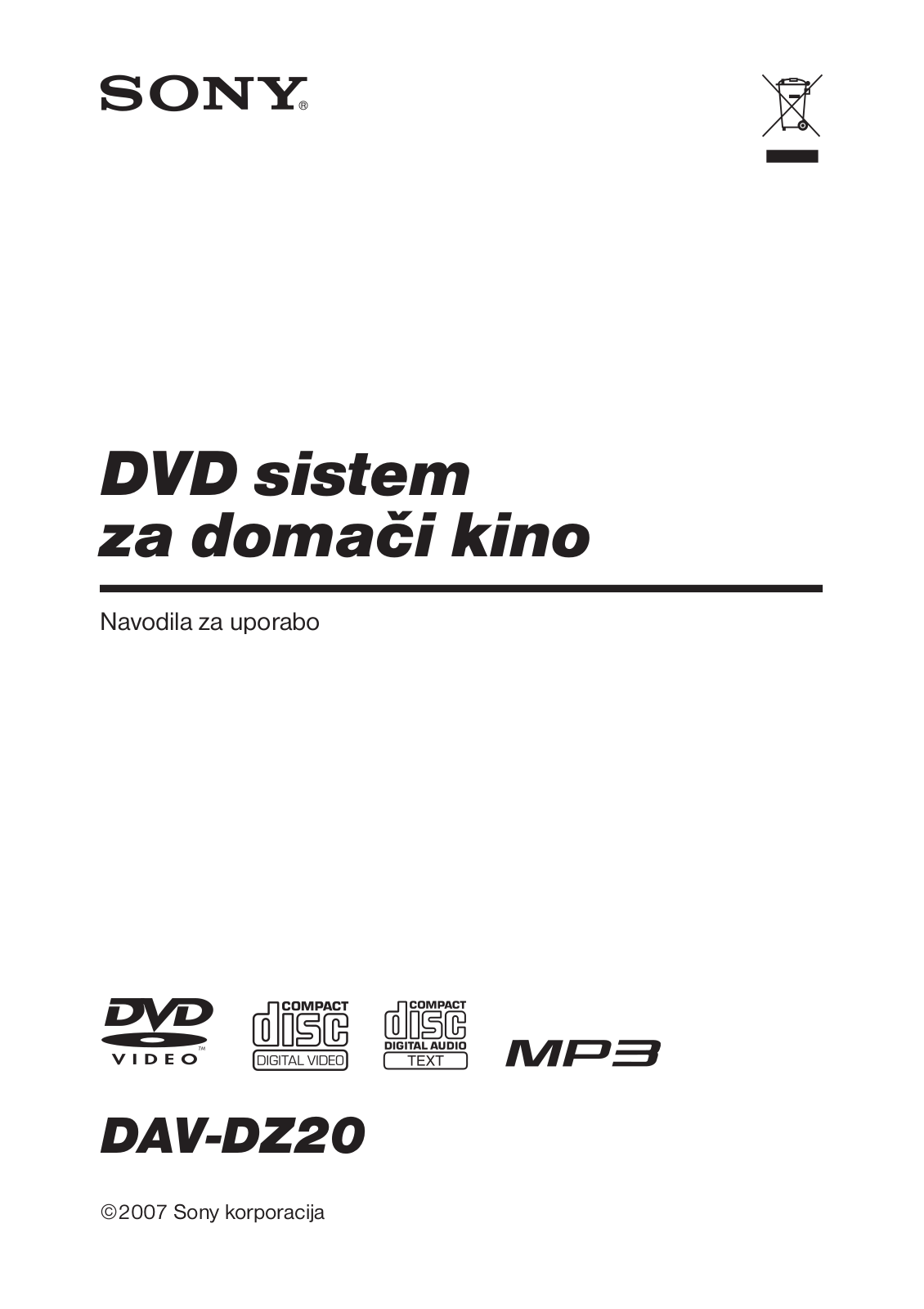 Sony DAV-DZ20 User Manual