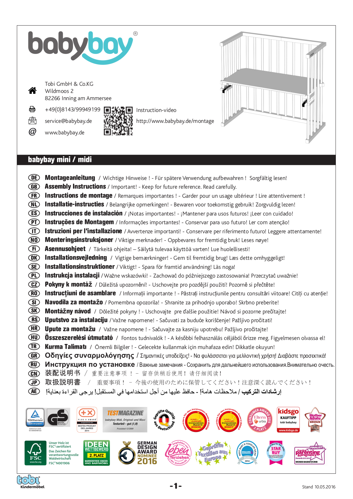 Babybay mini, midi Assembly Manual