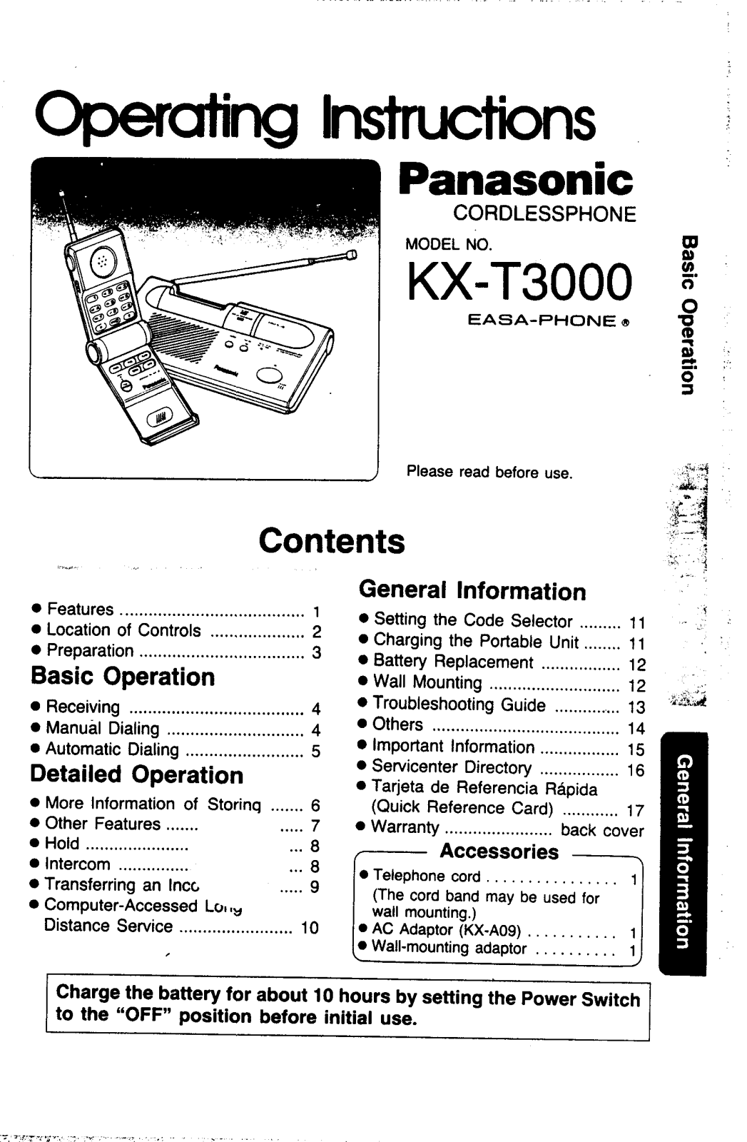 Panasonic kx-t3000 Operation Manual