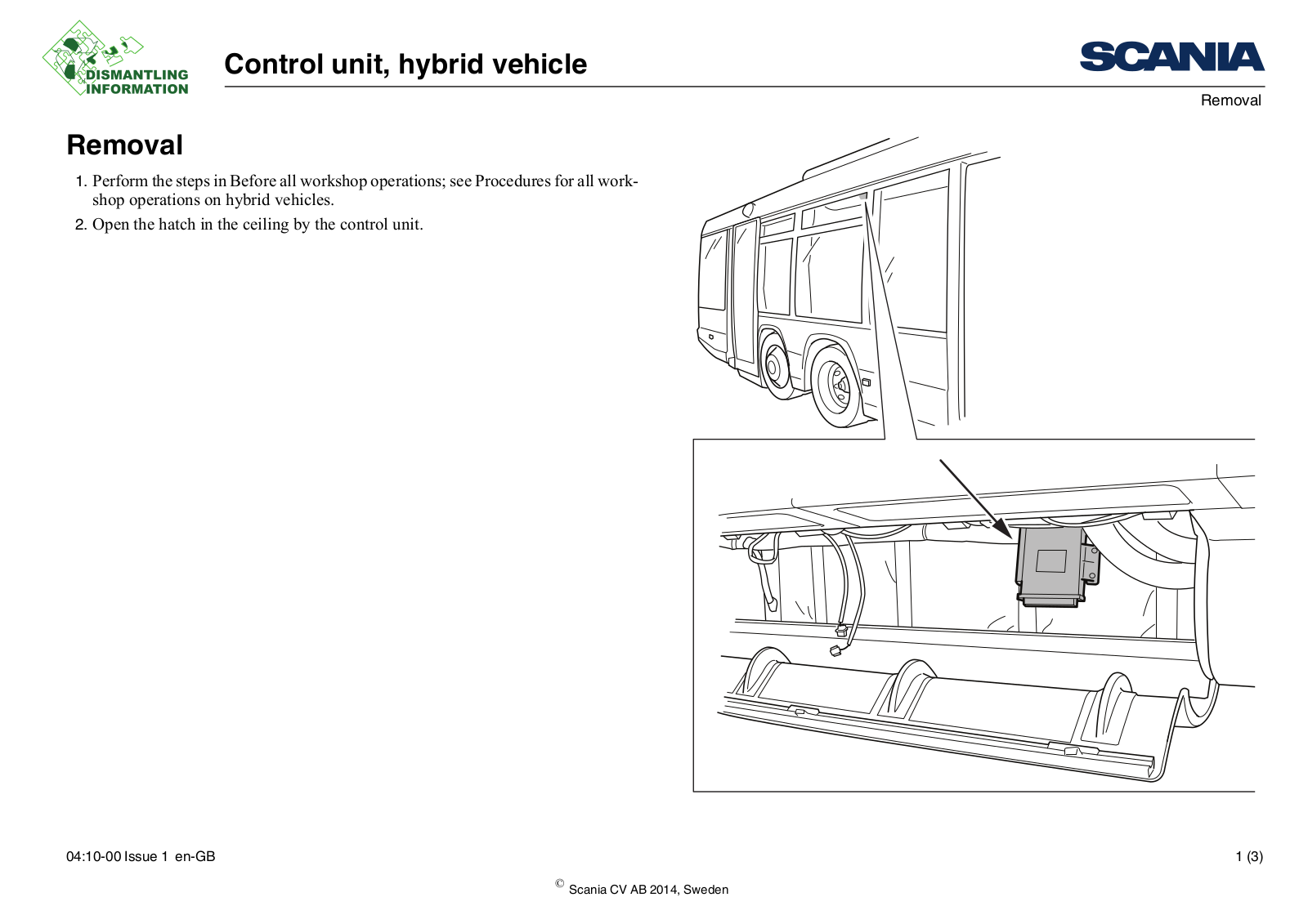 Scania Control unit, hybrid vehicle Service Manual