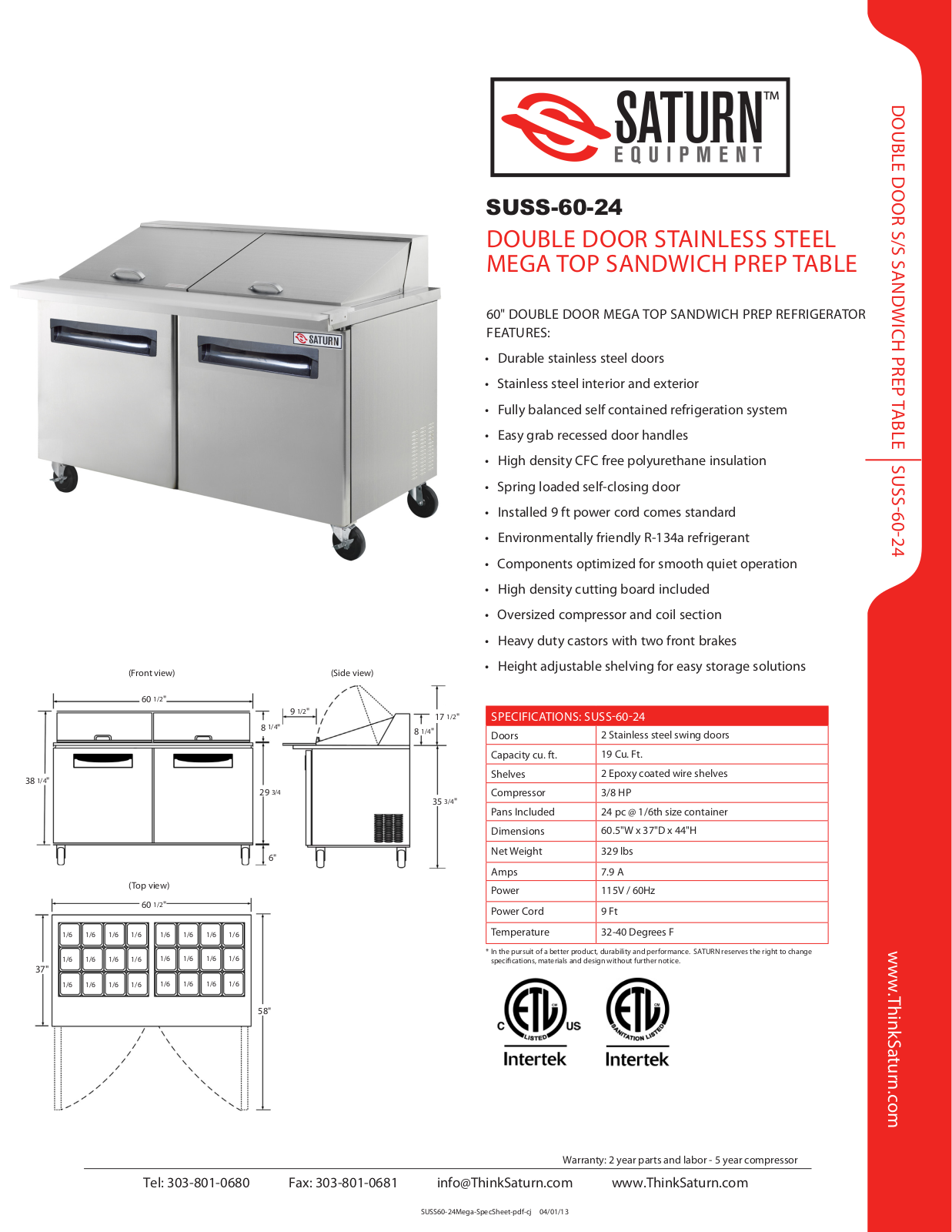 Saturn Equipment SUSS-60-24 User Manual