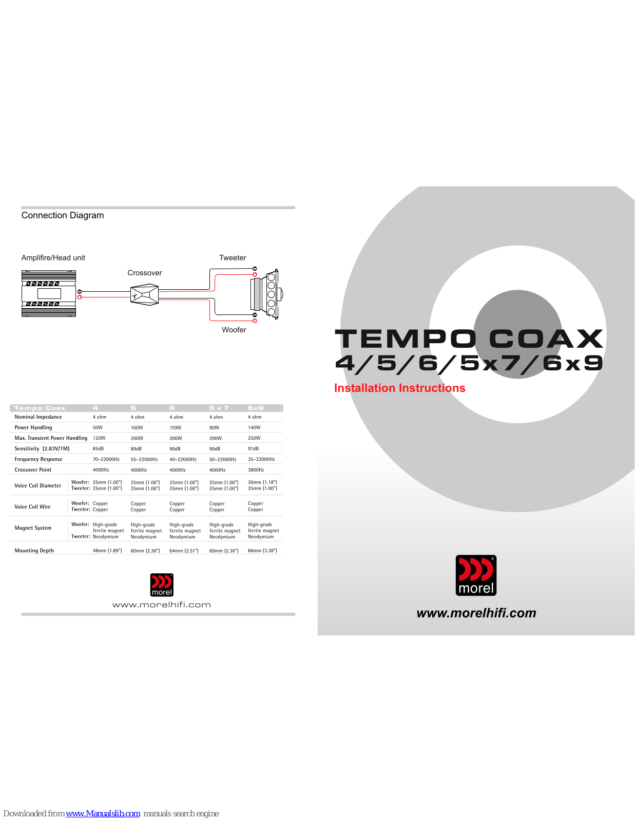 Morel Tempo Coax  TEMPO COAX 4, Tempo Coax 5, Tempo Coax 5x7, Tempo Coax 6, Tempo Coax  TEMPO COAX 6x9 Install Manual