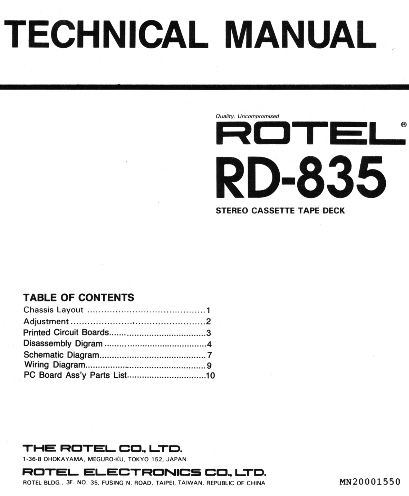 Rotel RD-835 Service manual