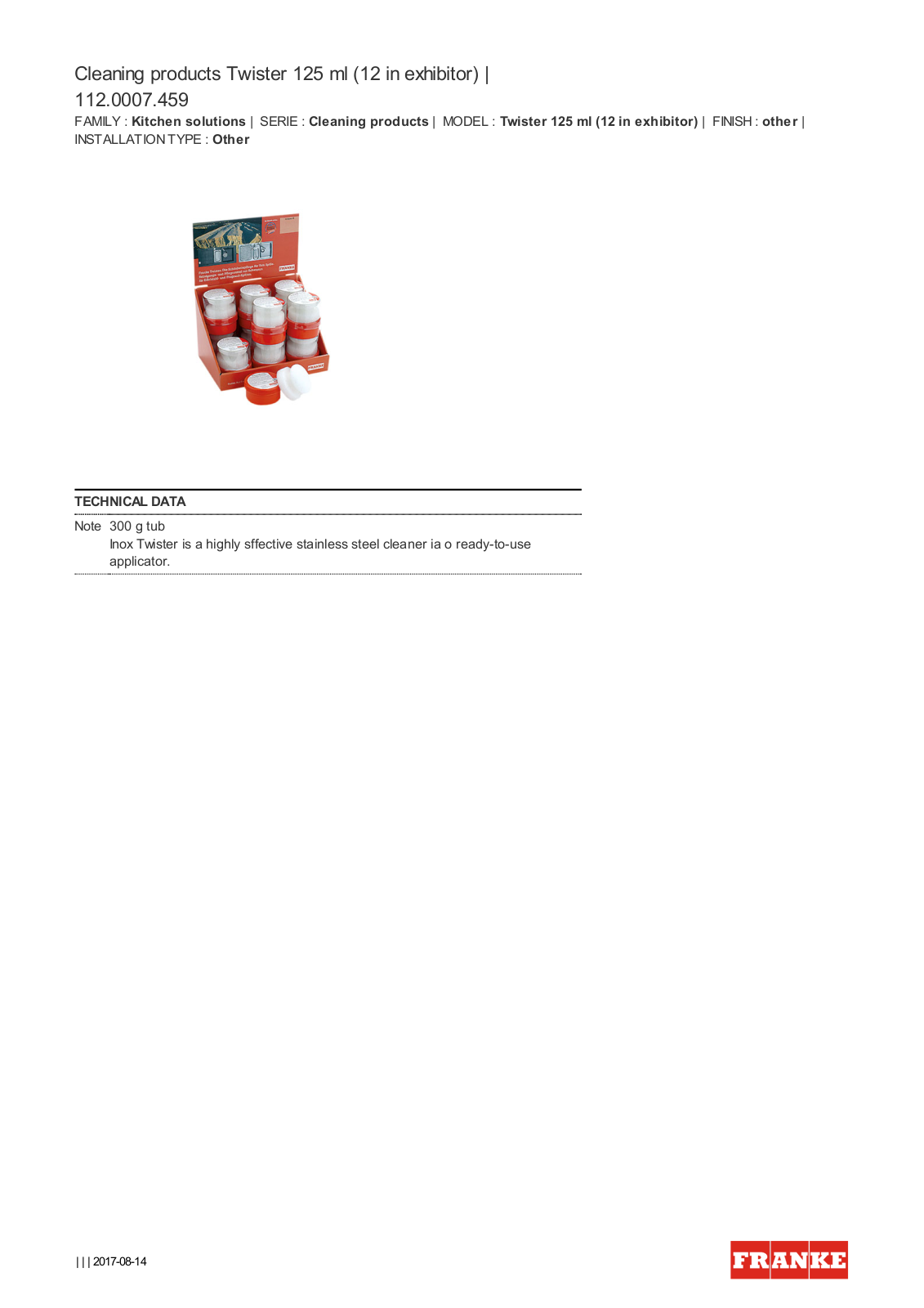 Franke TWISTER Datasheet