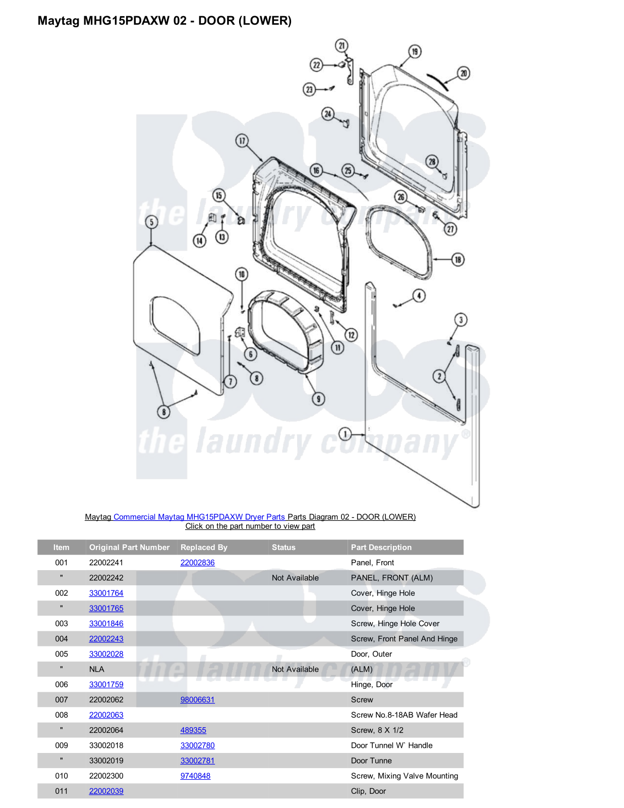 Maytag MHG15PDAXW Parts Diagram