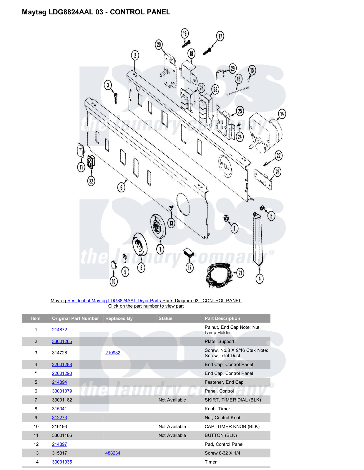 Maytag LDG8824AAL Parts Diagram