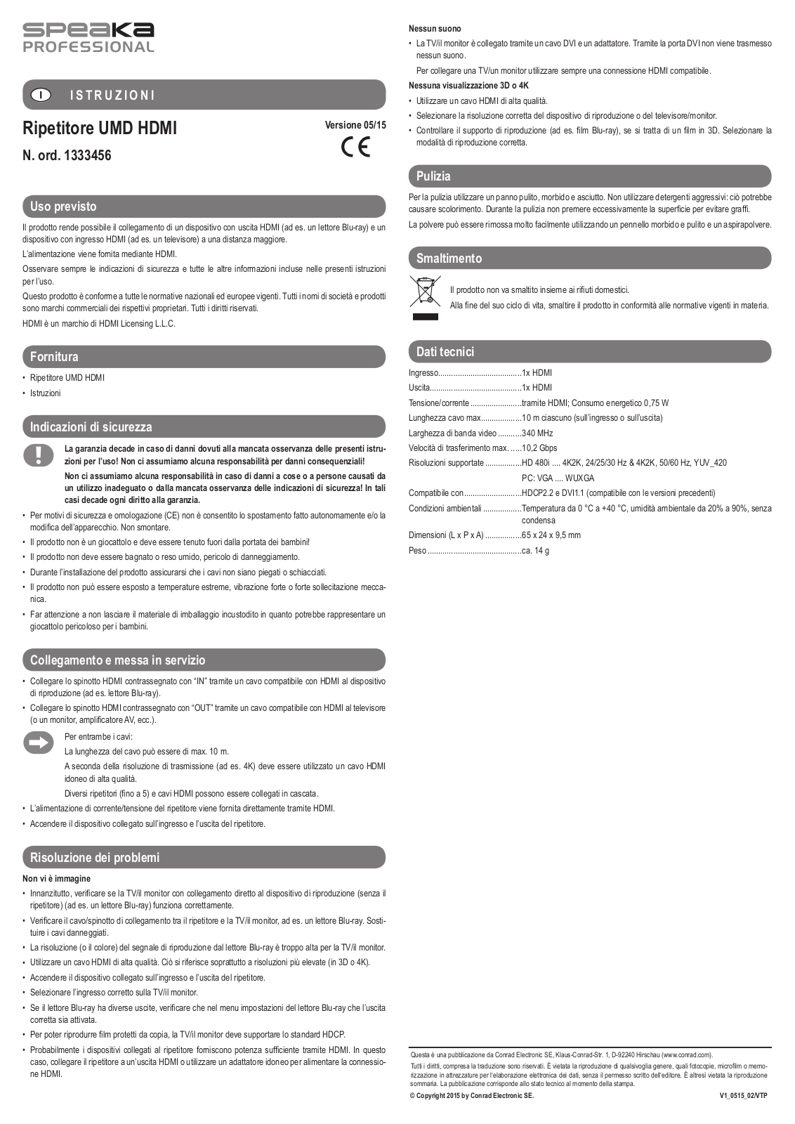 SpeaKa Professional 29180C17 Instructions