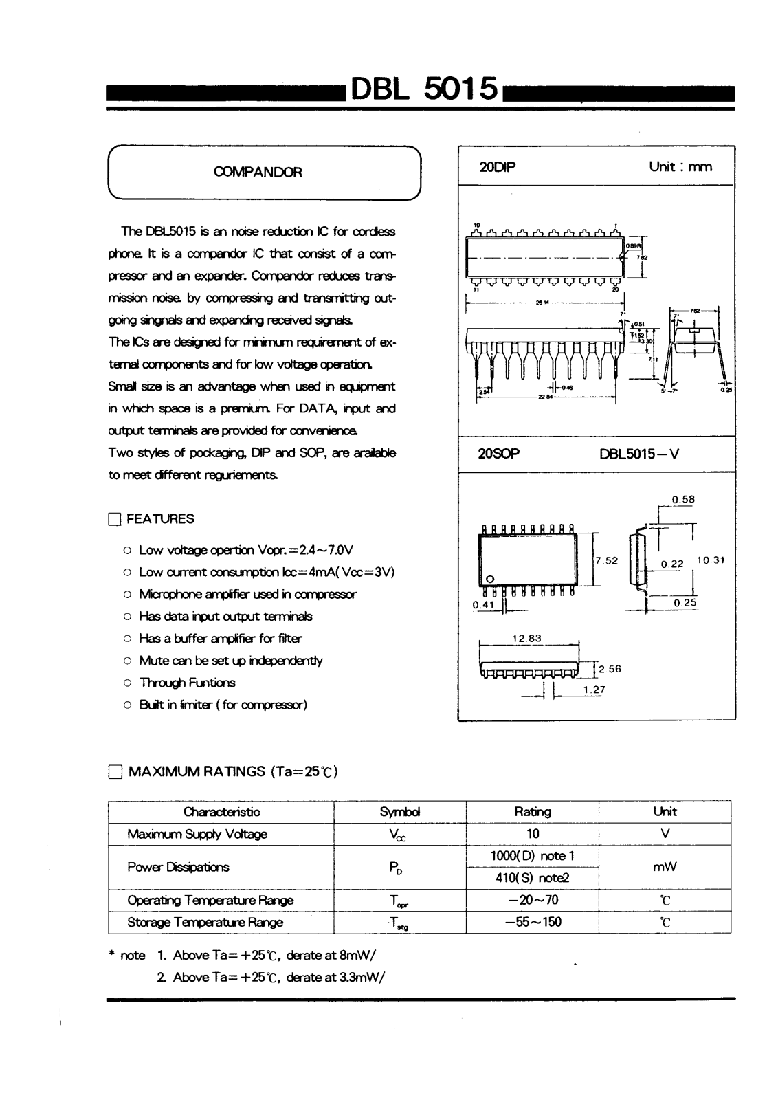 Daewoo Semiconductor DBL5015-V, DBL5015 Datasheet